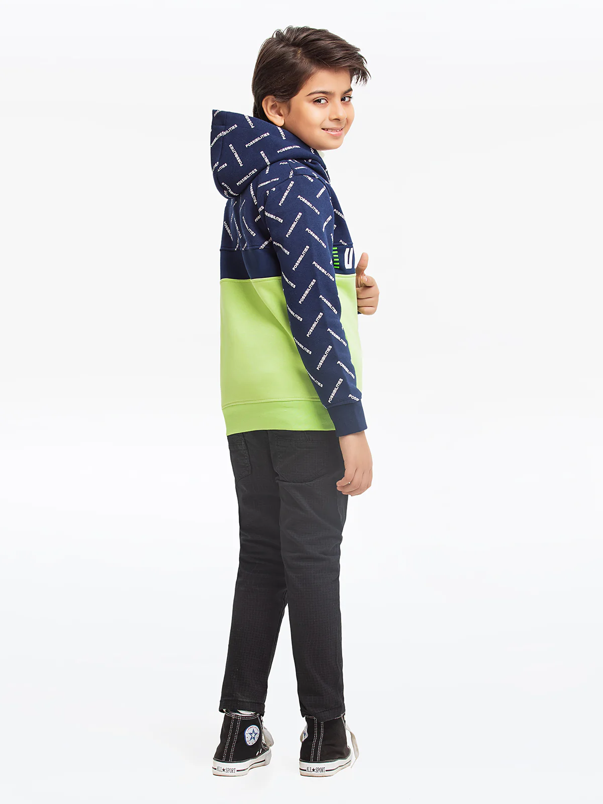 Boy's Navy & Green Hoodie - EBTH23-013 - Image 6