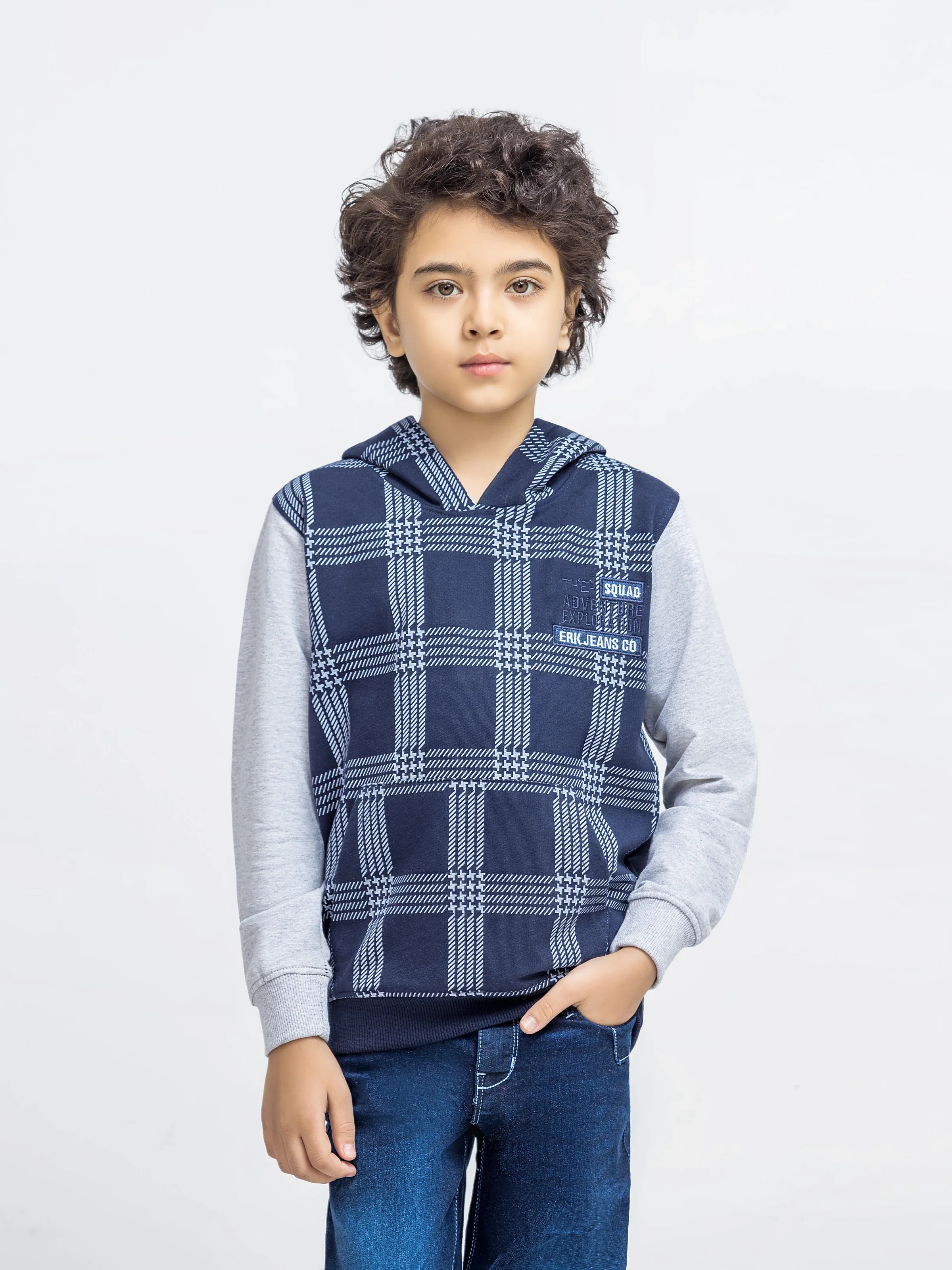 Boy's Navy & Grey Hoodie - EBTH5-014