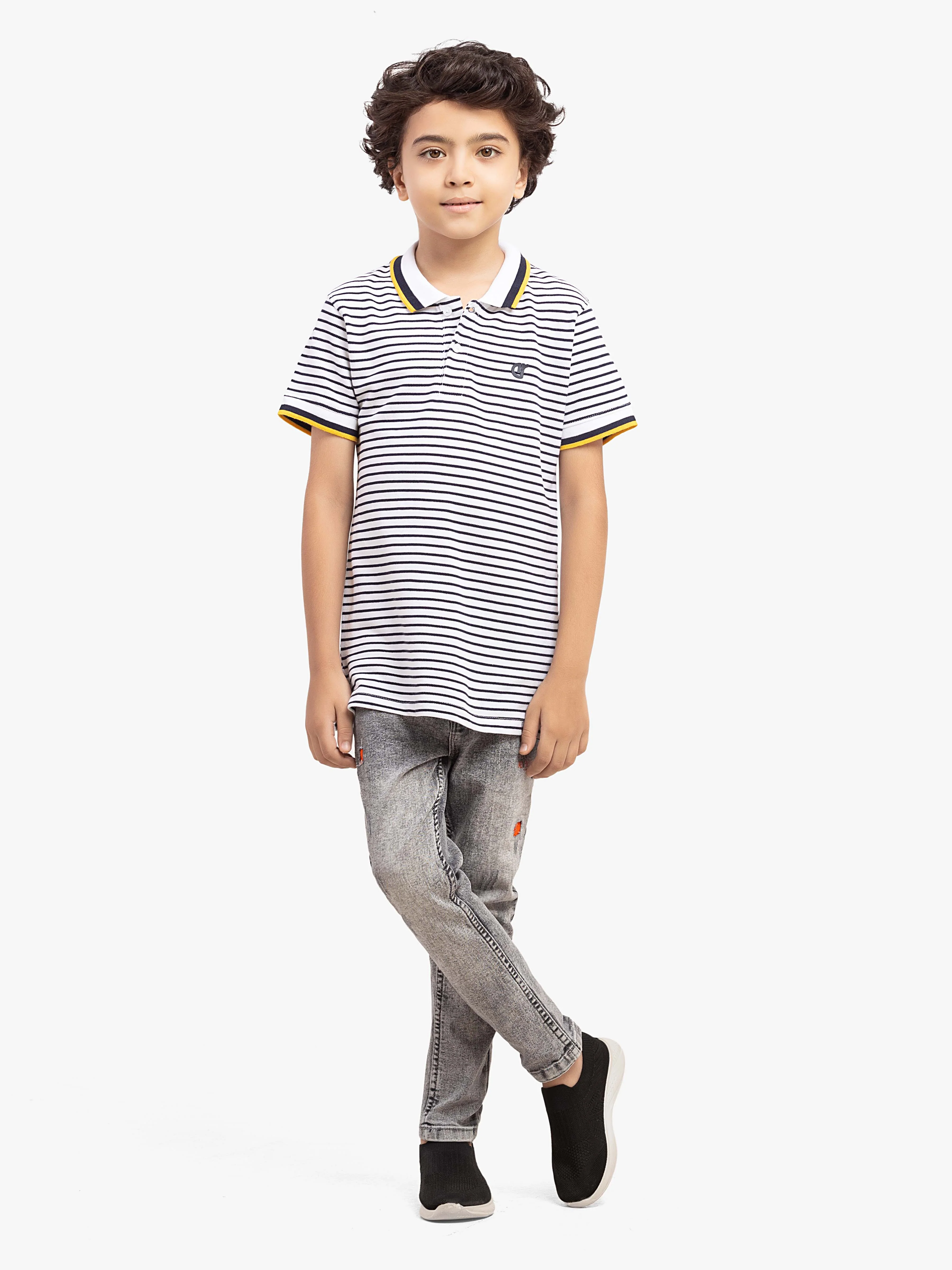 Boy's Navy & White Polo Shirt - EBTPS6-051 - Image 2