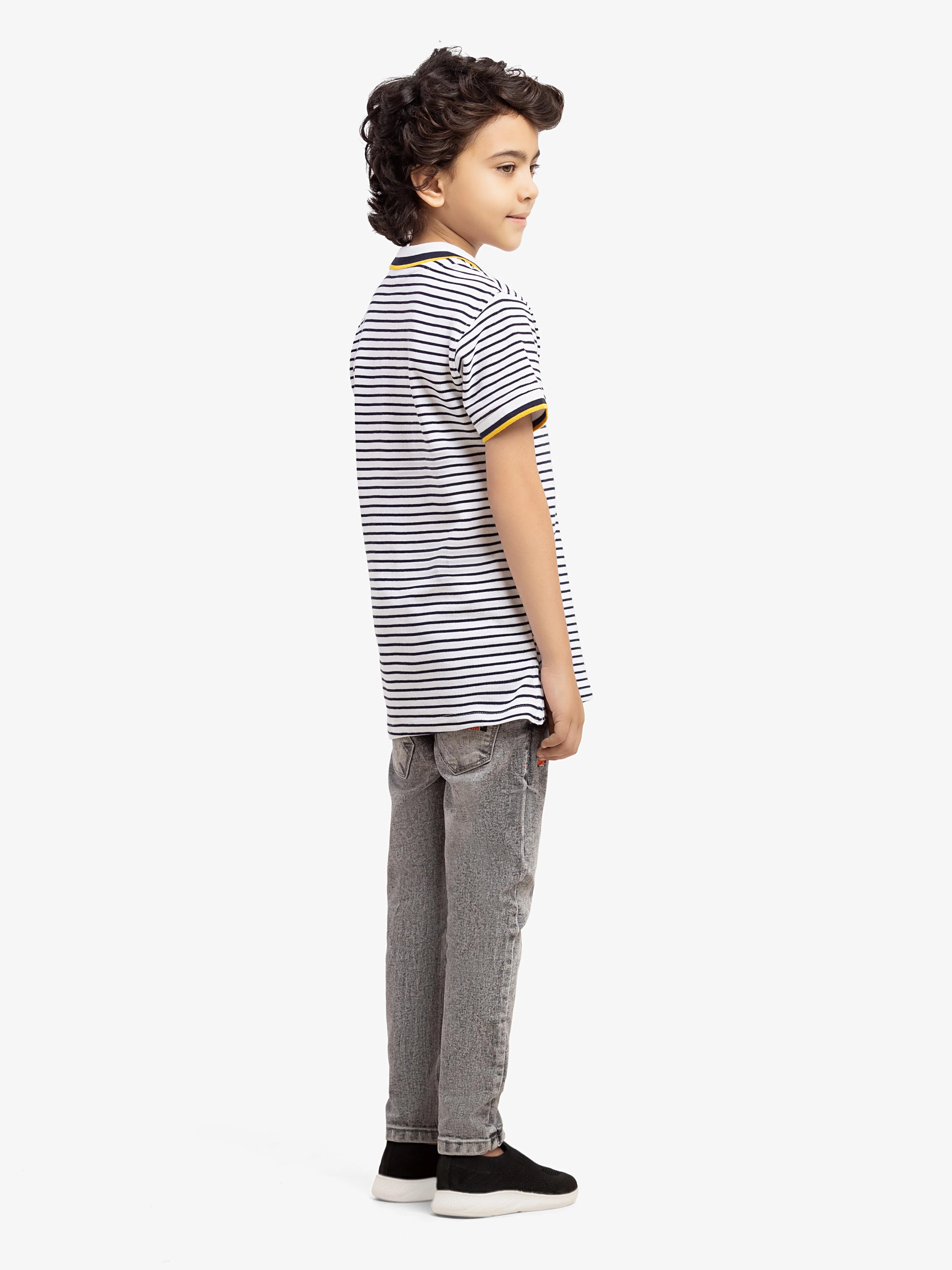 Boy's Navy & White Polo Shirt - EBTPS6-051 - Image 4