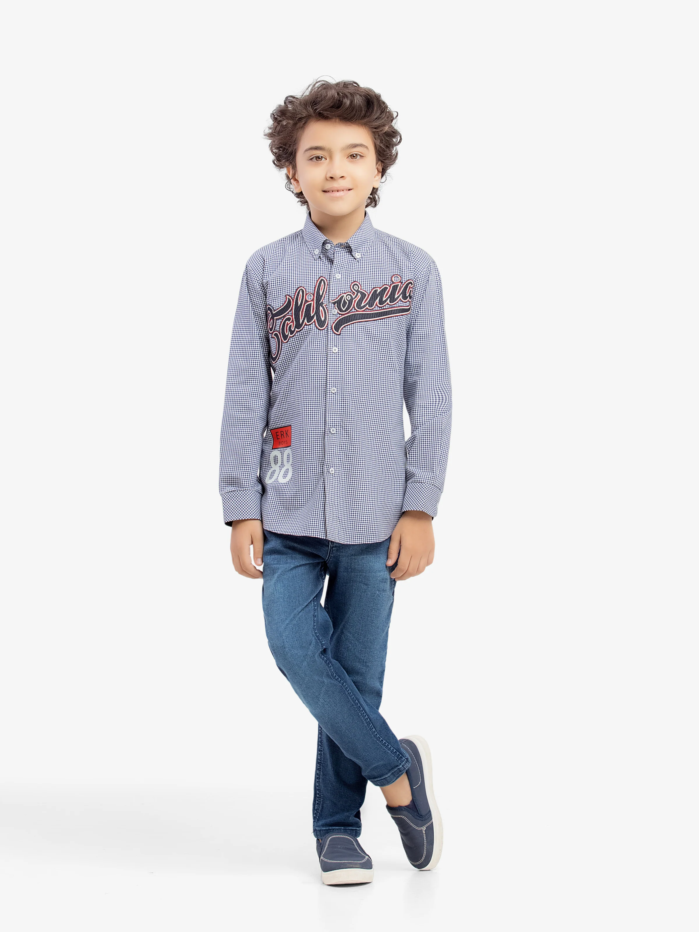 Boy's Navy & White Shirt - EBTS5-27589 - Image 2