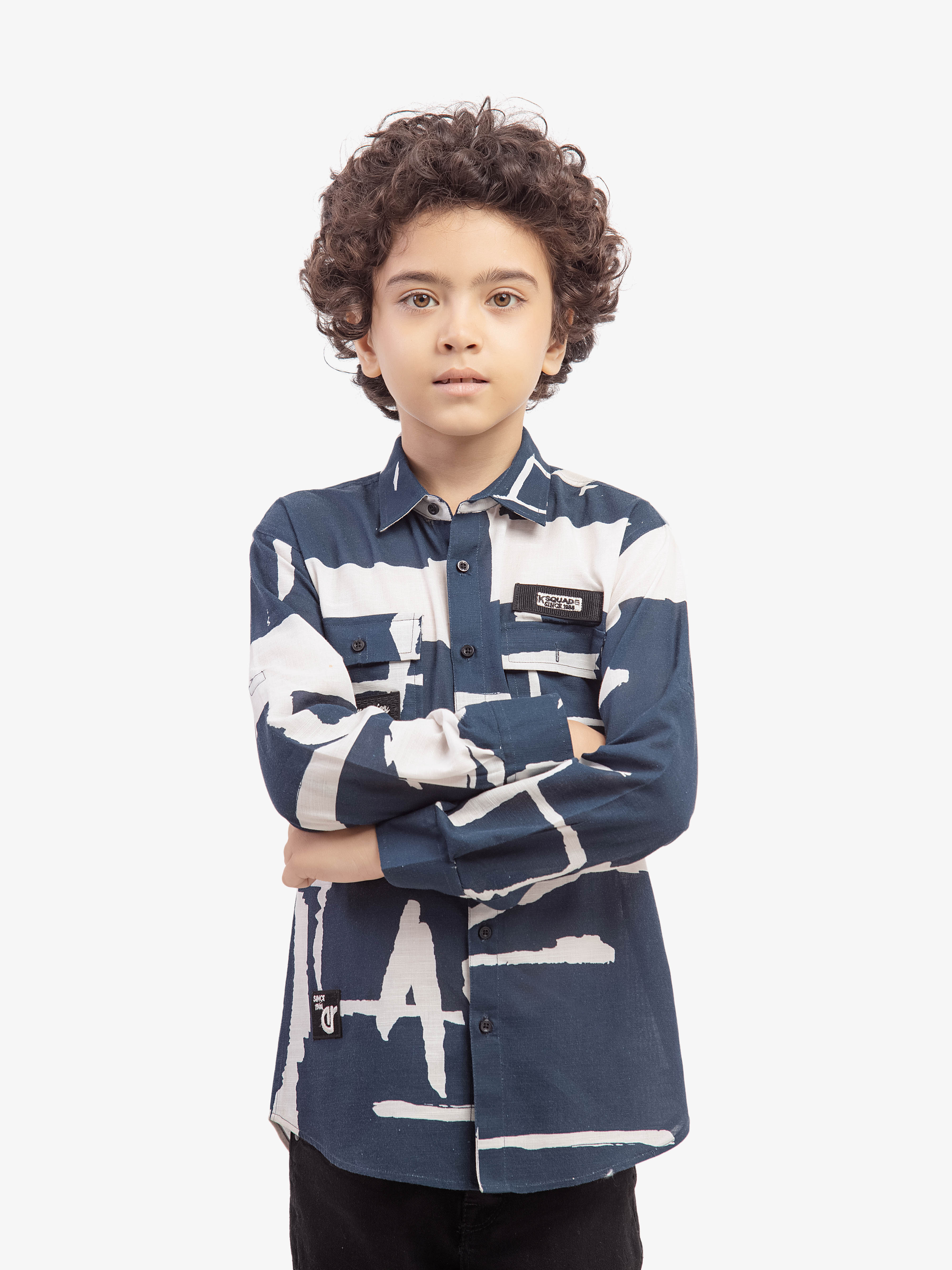 Boy's Navy & White Shirt - EBTS5-27607
