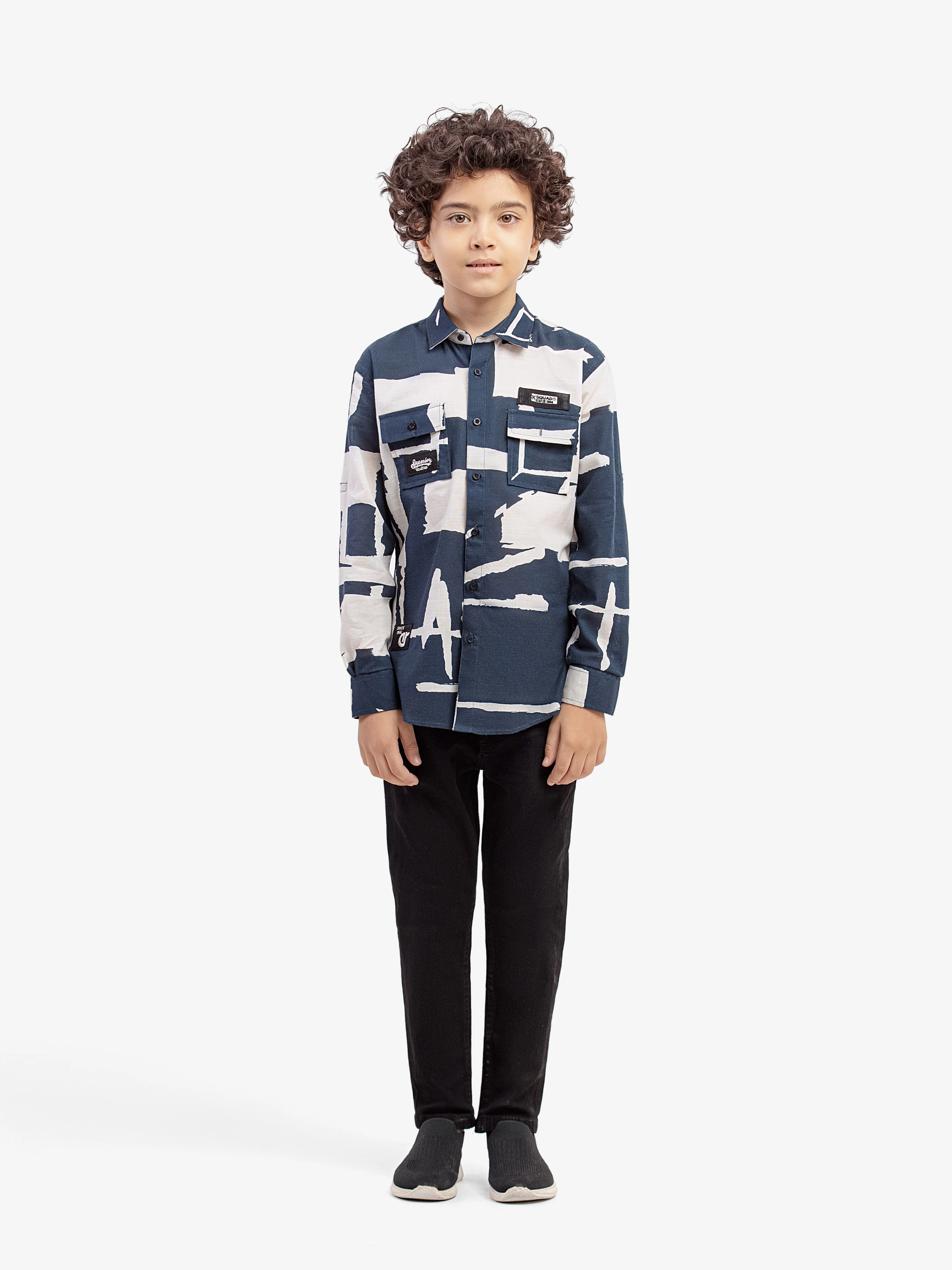 Boy's Navy & White Shirt - EBTS5-27607 - Image 2