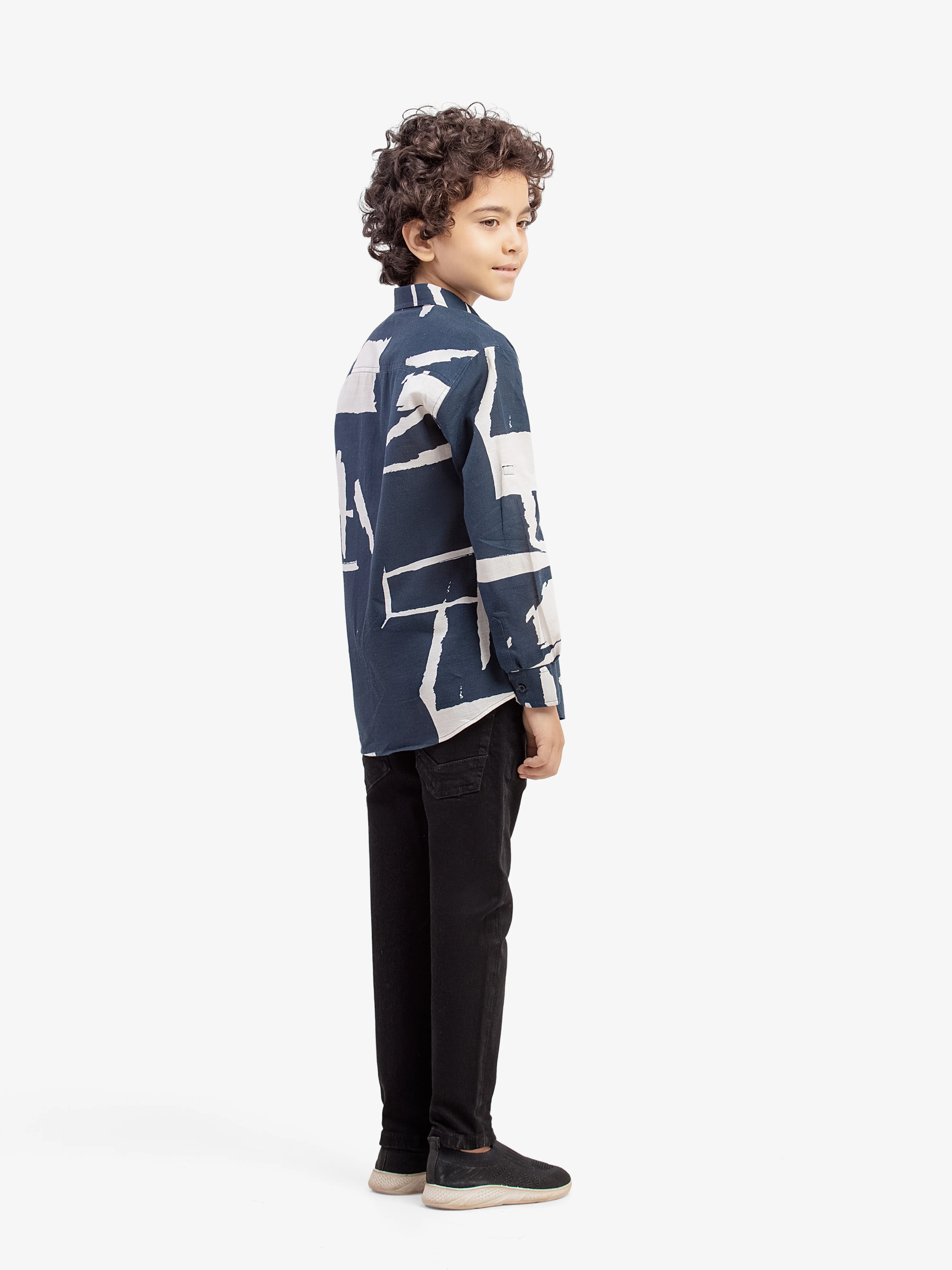 Boy's Navy & White Shirt - EBTS5-27607 - Image 3