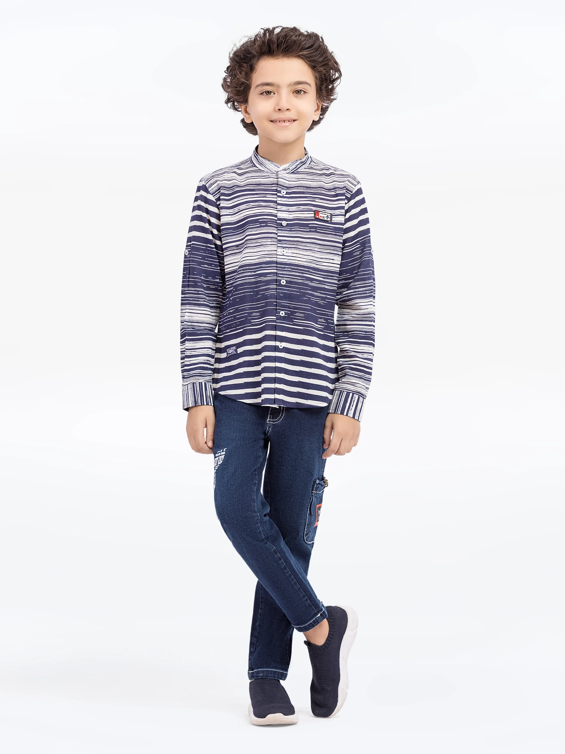 Boy's Navy & White Shirt - EBTS5-27611 - Image 2