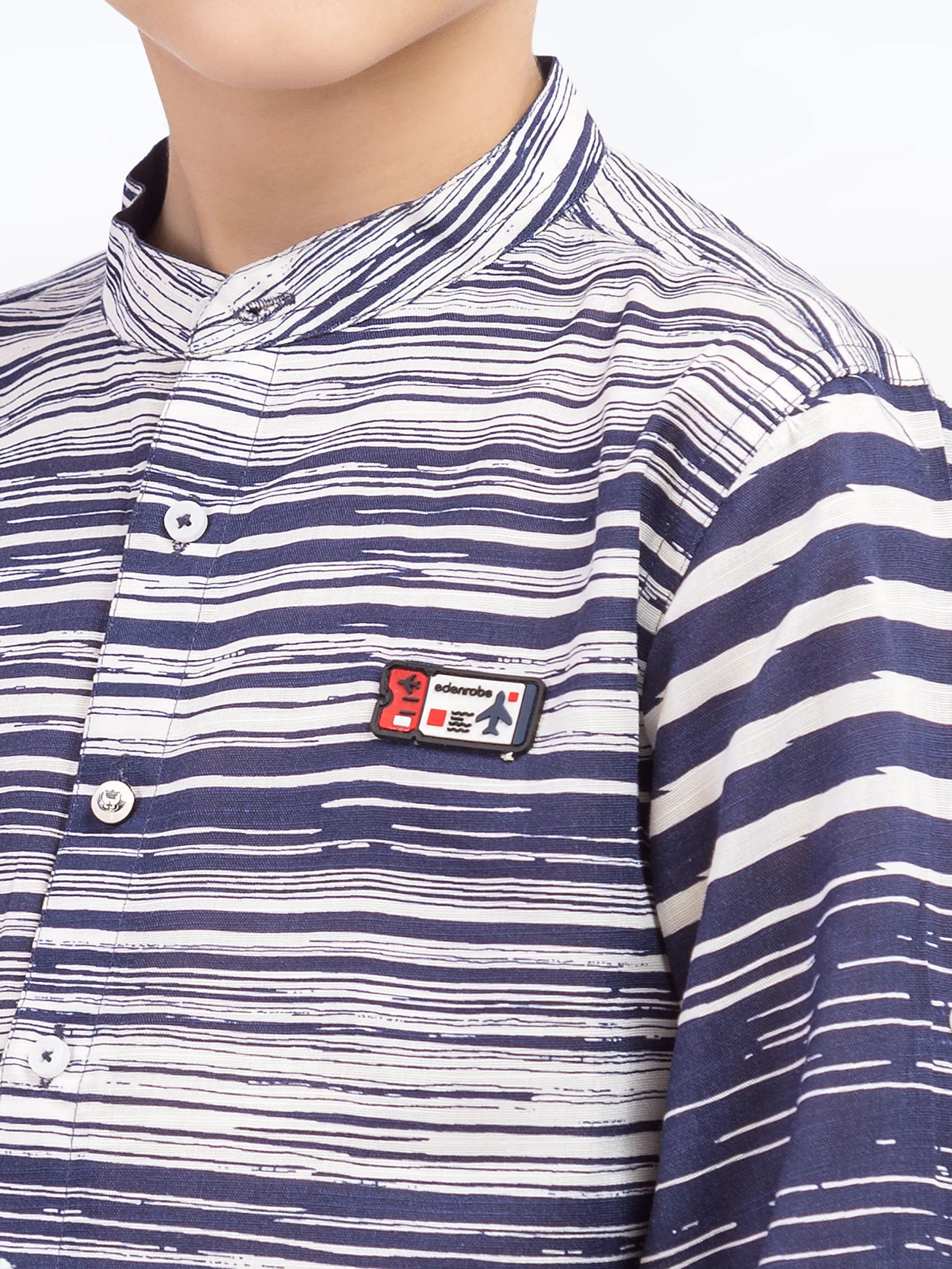 Boy's Navy & White Shirt - EBTS5-27611 - Image 3