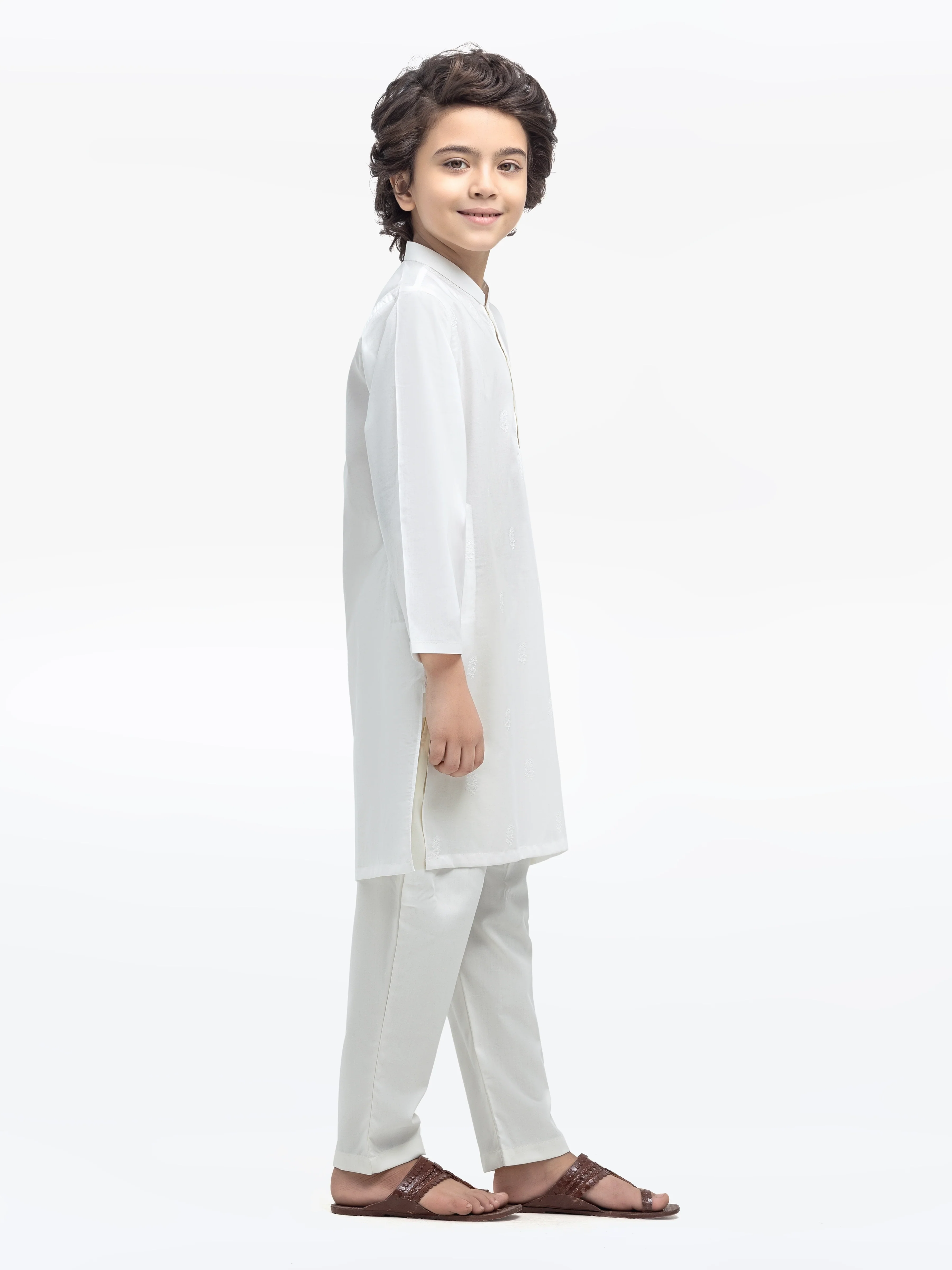 Boy's Off White Kurta - EBTK25-3991 - Image 4