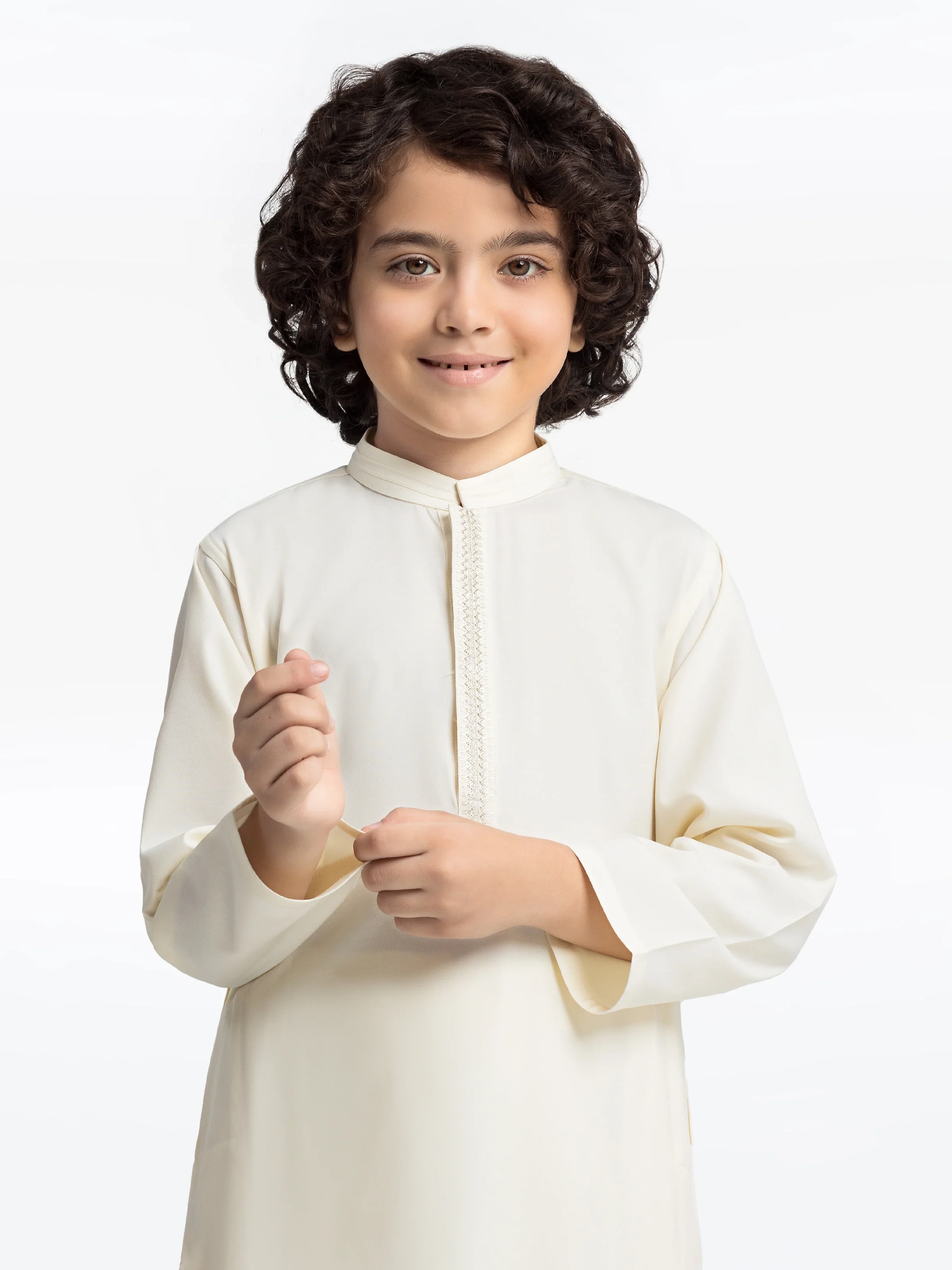 Boy's Off White Kurta Shalwar - EBTKS24-3965 - Image 2