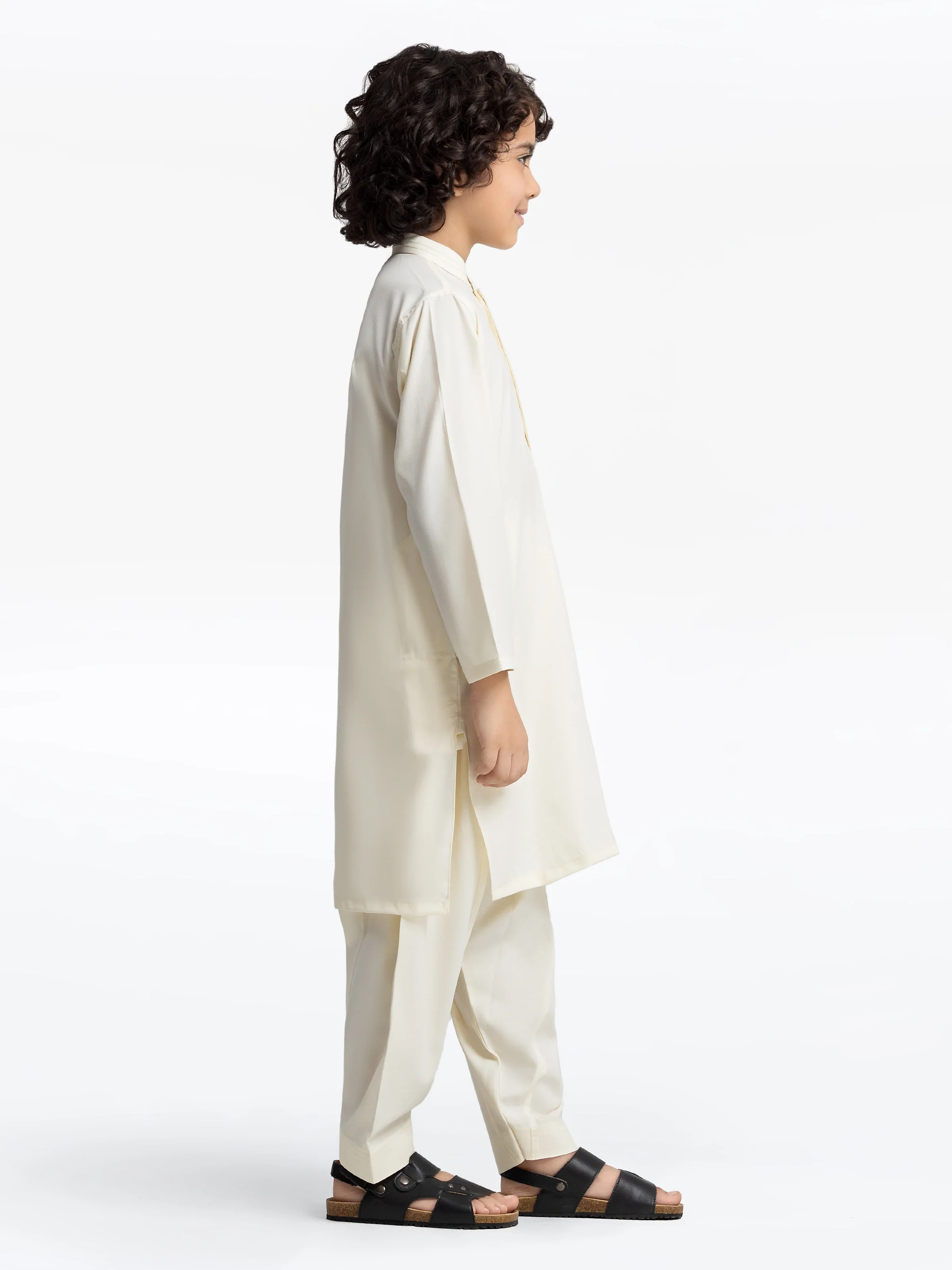 Boy's Off White Kurta Shalwar - EBTKS24-3965 - Image 4