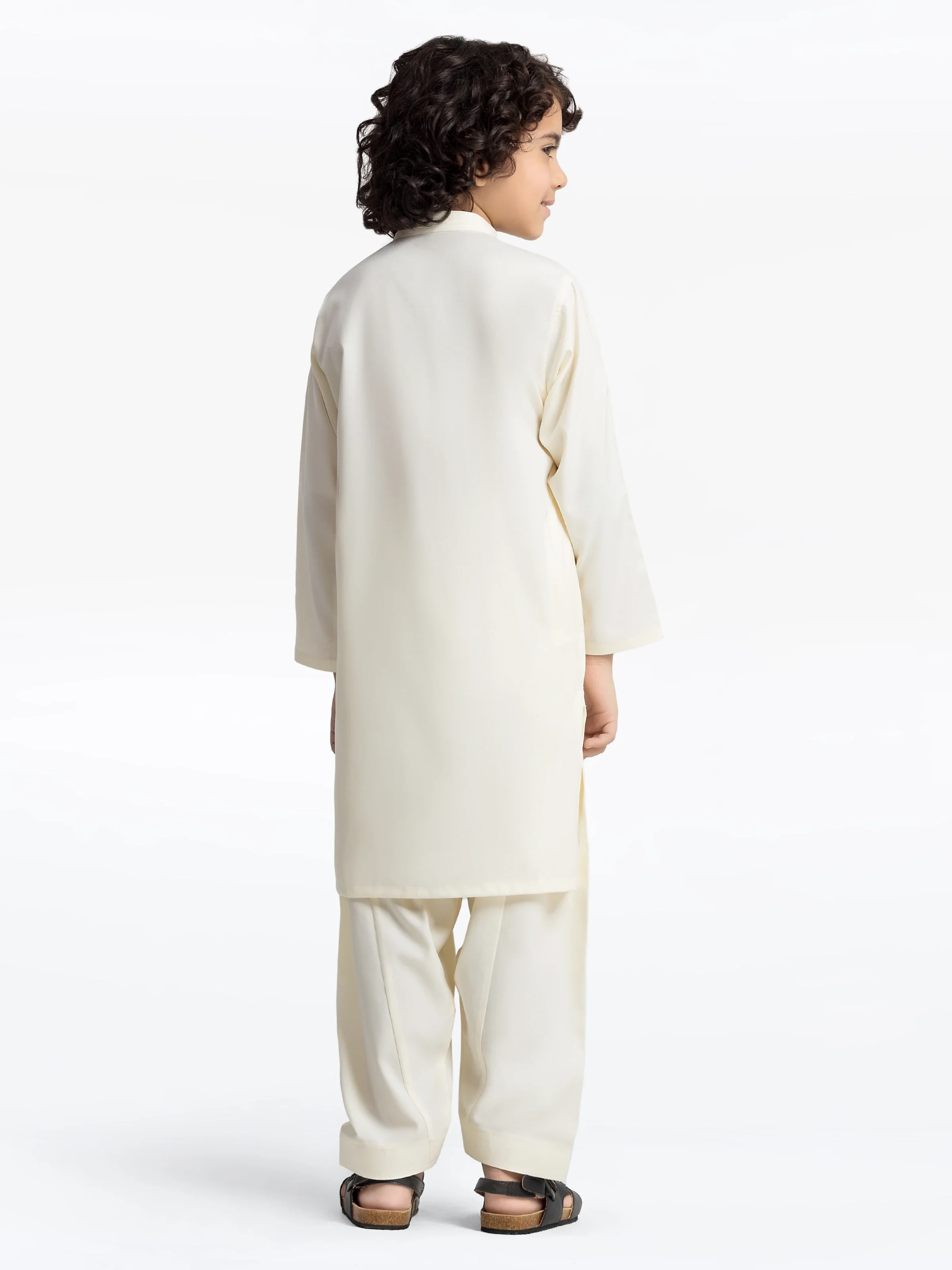 Boy's Off White Kurta Shalwar - EBTKS24-3965 - Image 5