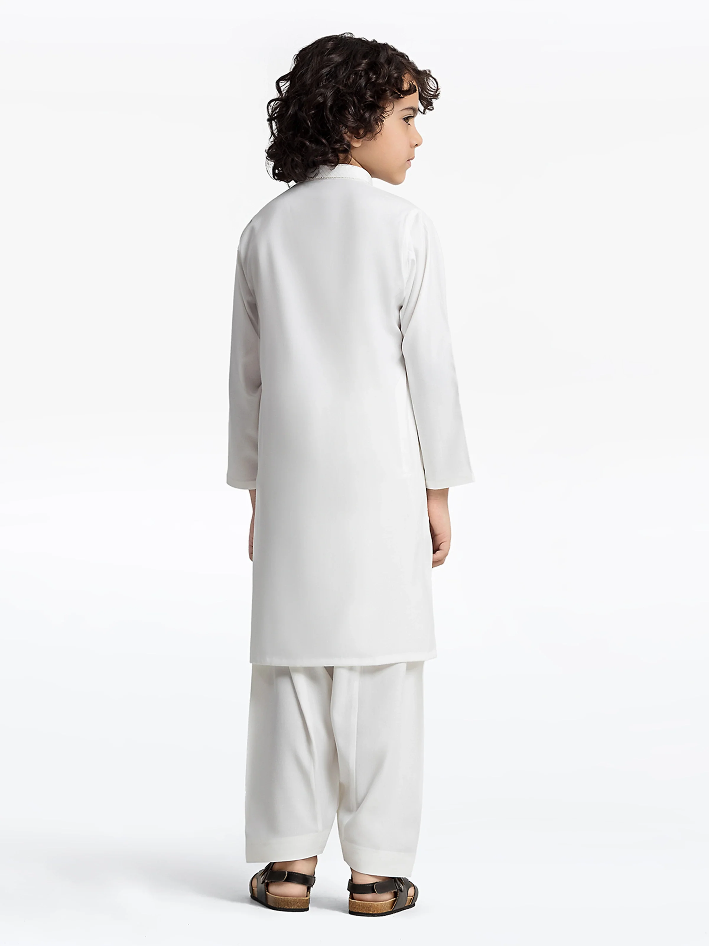 Boy's Off White Kurta Shalwar - EBTKS24-3970 - Image 5