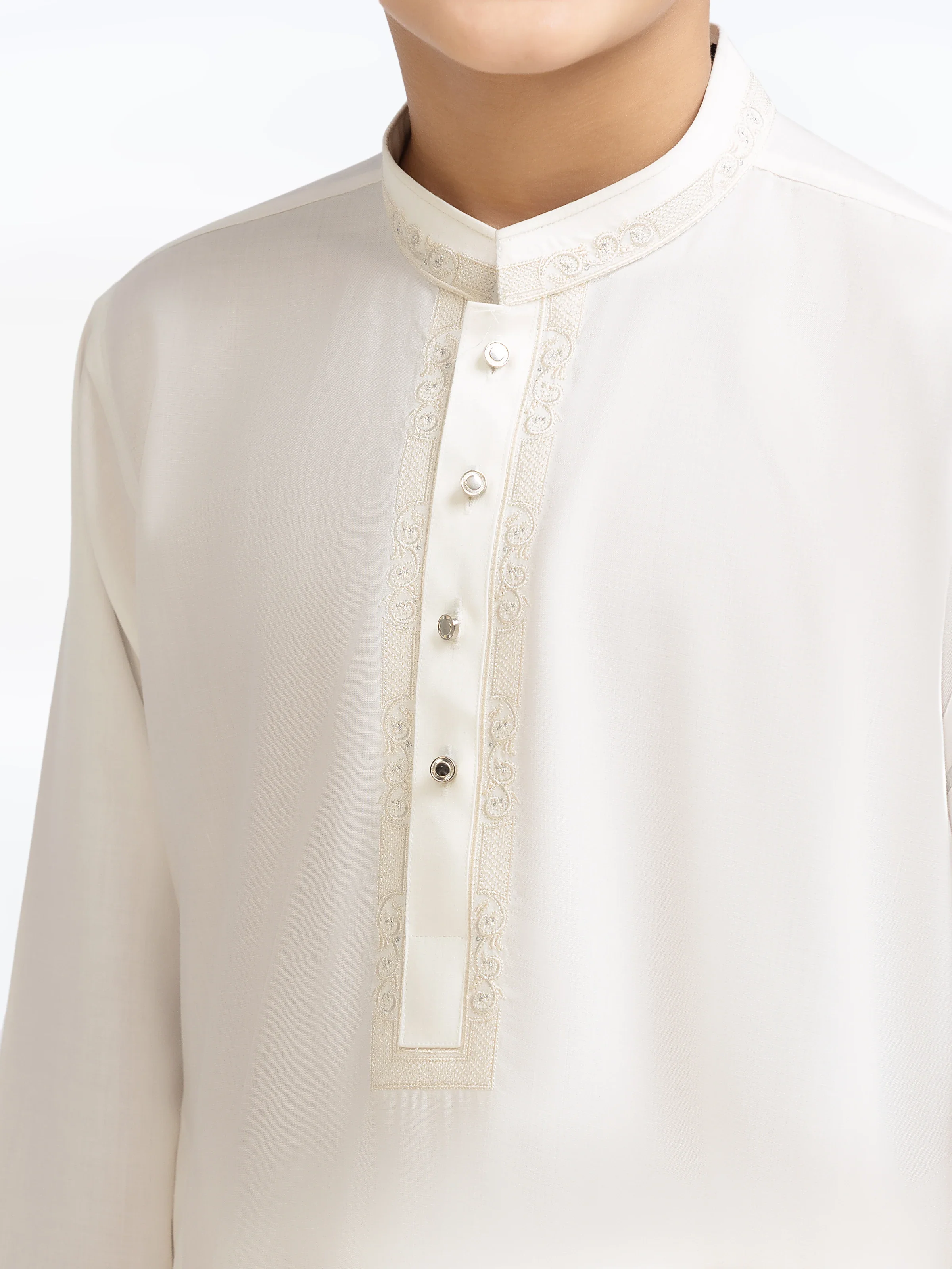 Boy's Off White Kurta Shalwar - EBTKS5-4018 - Image 3