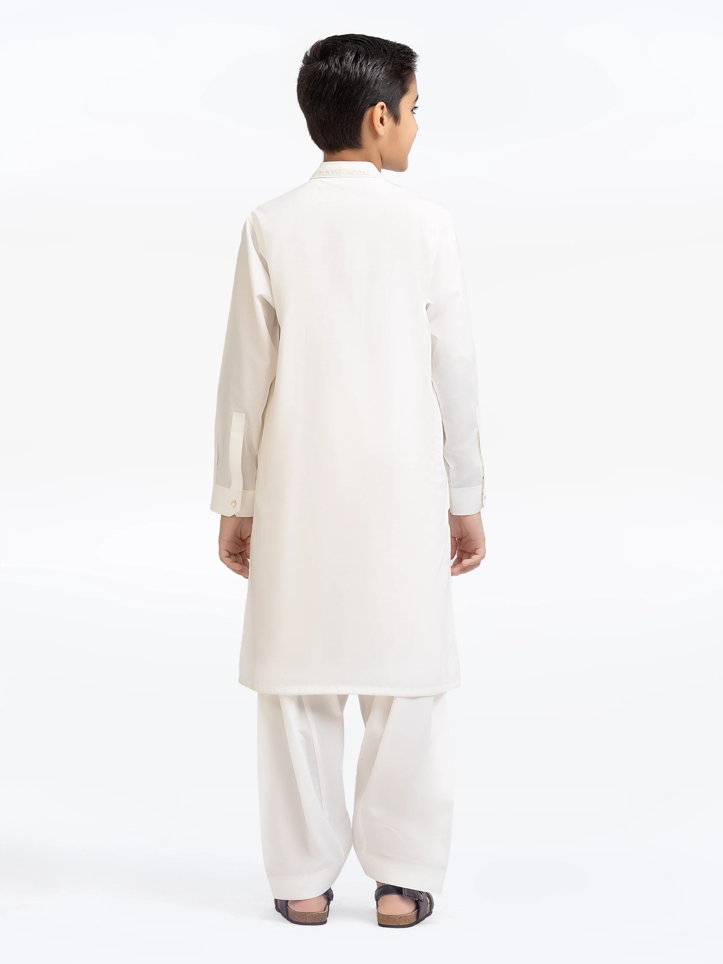 Boy's Off White Kurta Shalwar - EBTKS5-4018 - Image 5