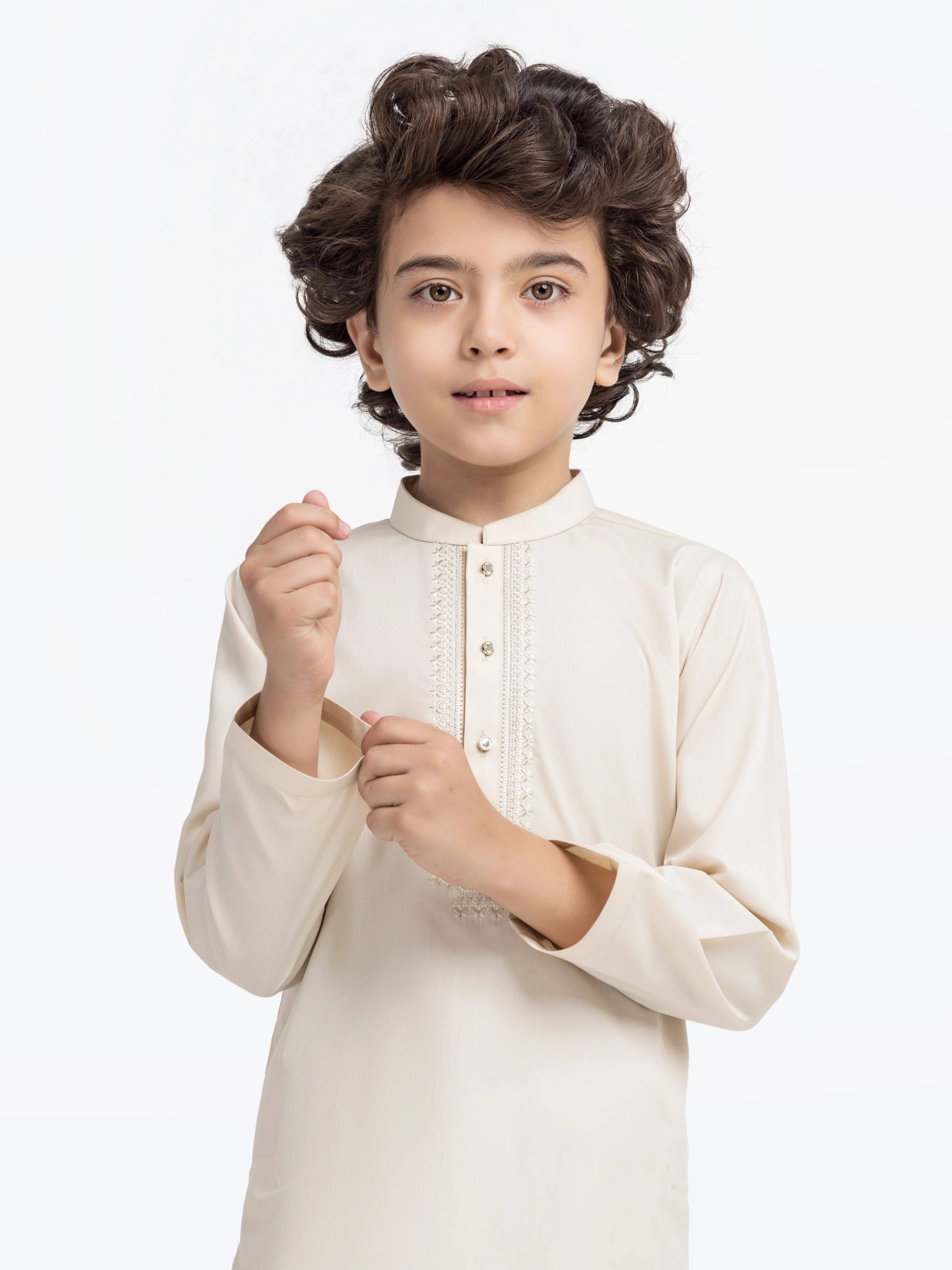 Boy's Off White Kurta Shalwar - EBTKS5-4025 - Image 2