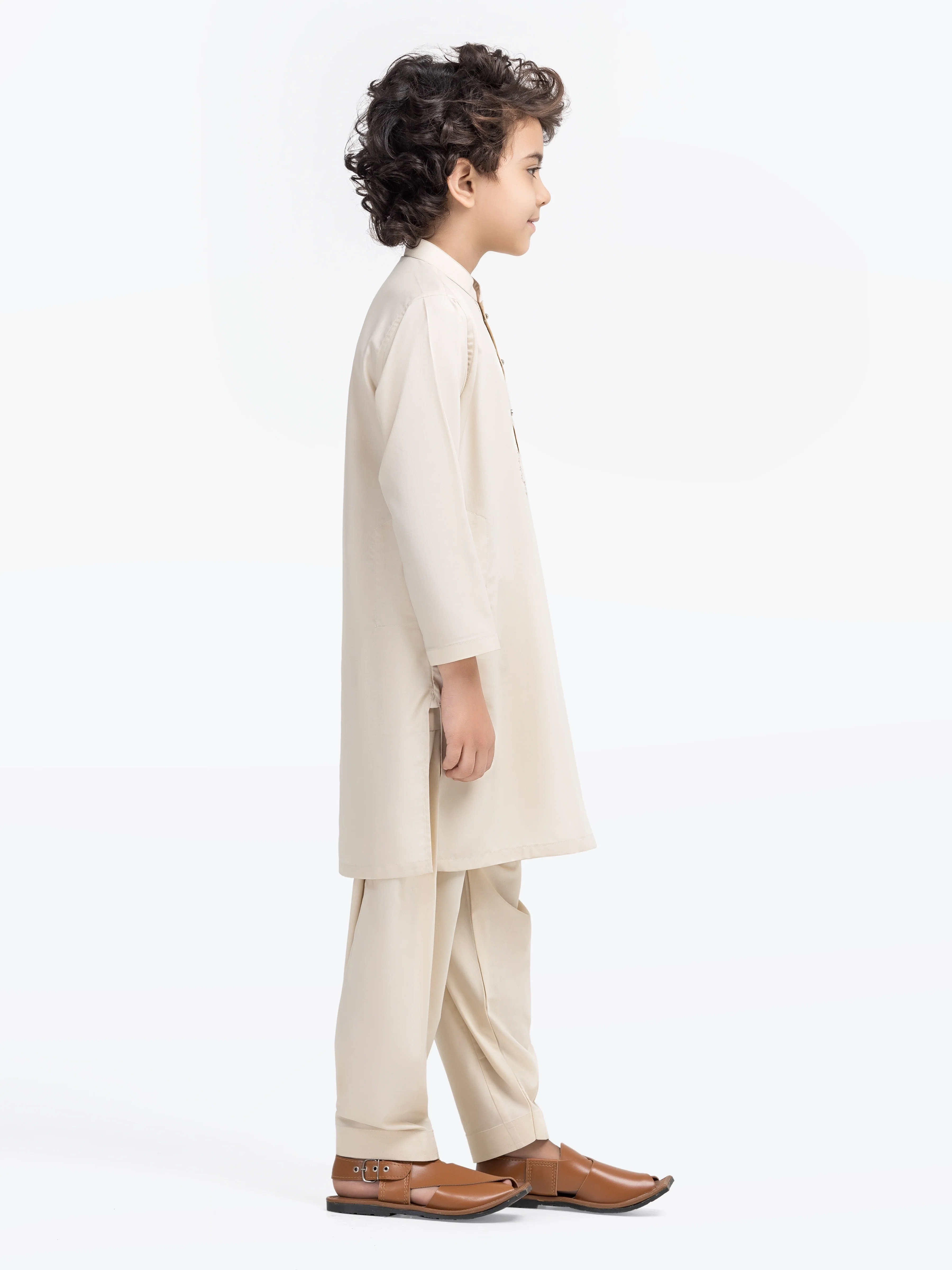 Boy's Off White Kurta Shalwar - EBTKS5-4025 - Image 4