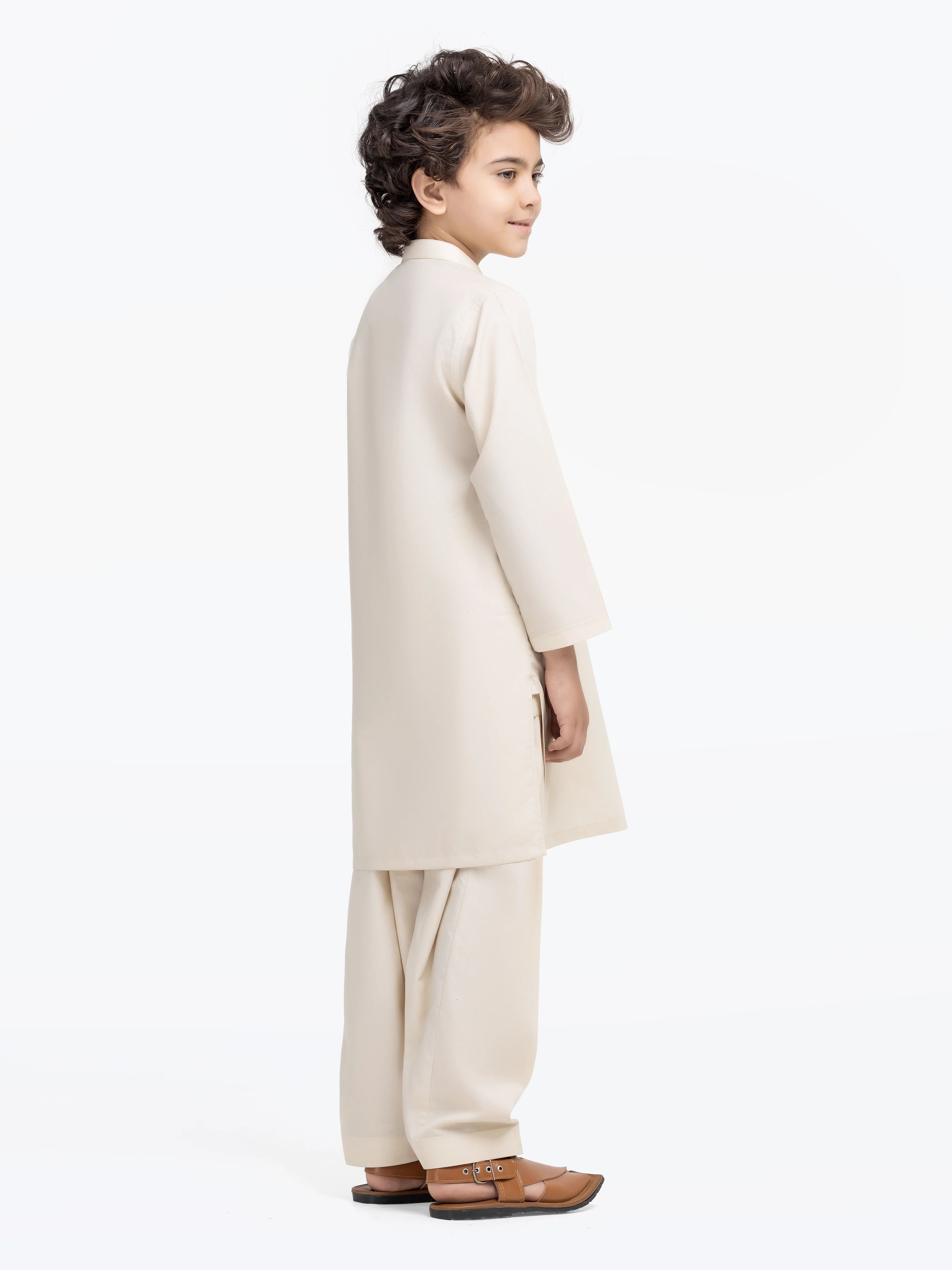 Boy's Off White Kurta Shalwar - EBTKS5-4025 - Image 5