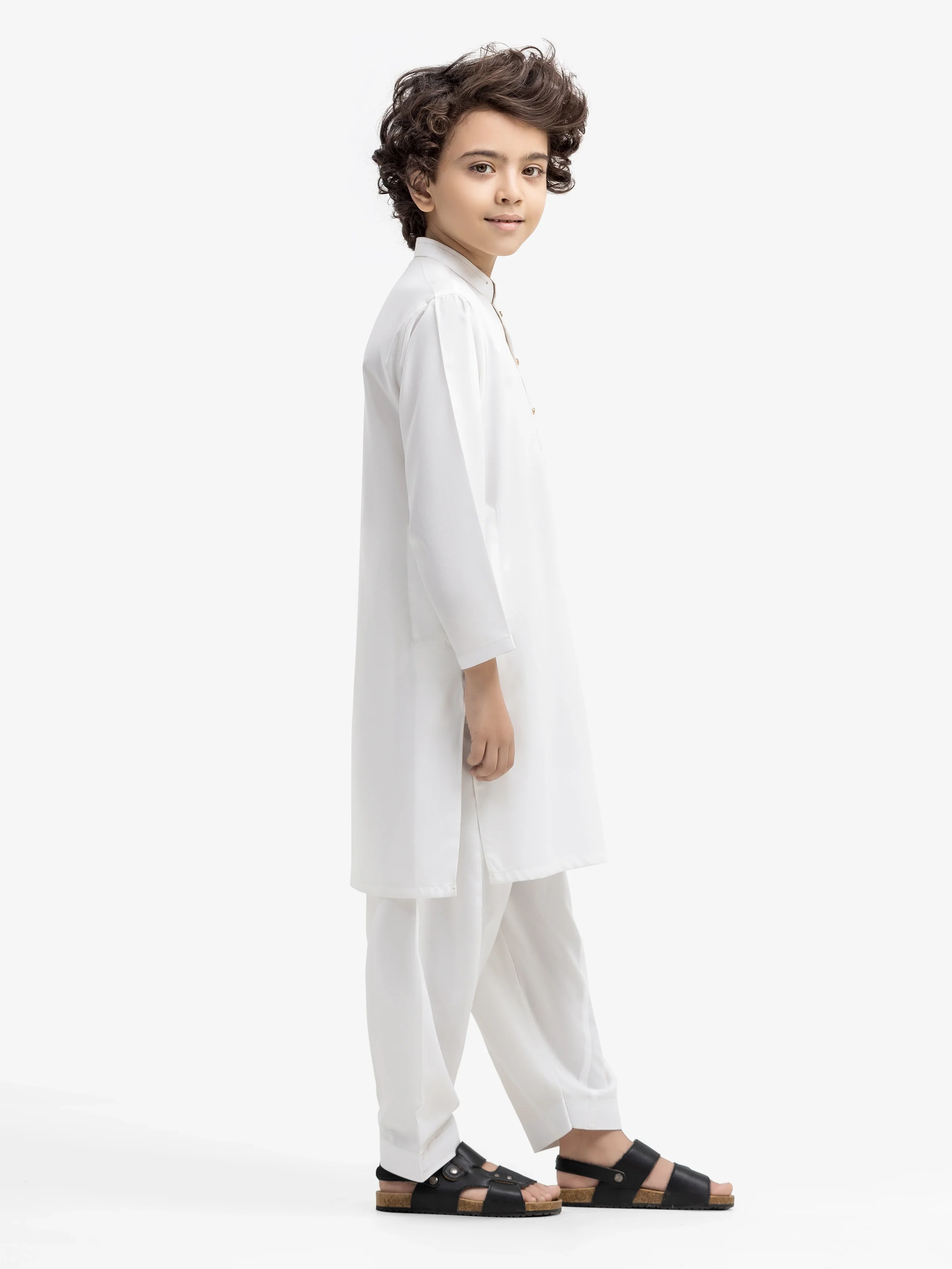 Boy's Off White Kurta Shalwar - EBTKS5-4026 - Image 4