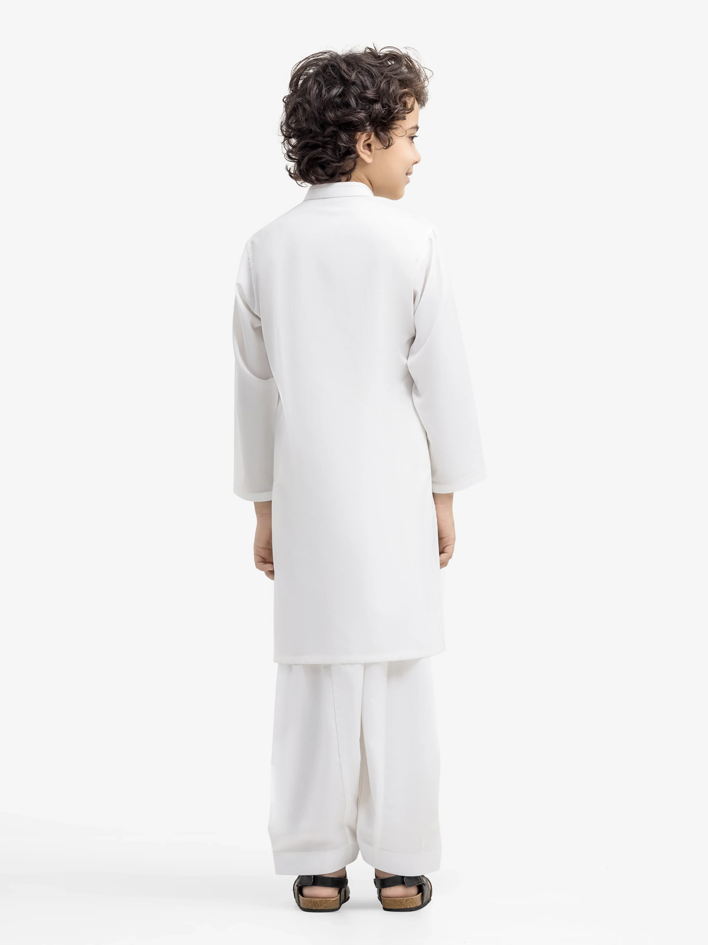 Boy's Off White Kurta Shalwar - EBTKS5-4026 - Image 5