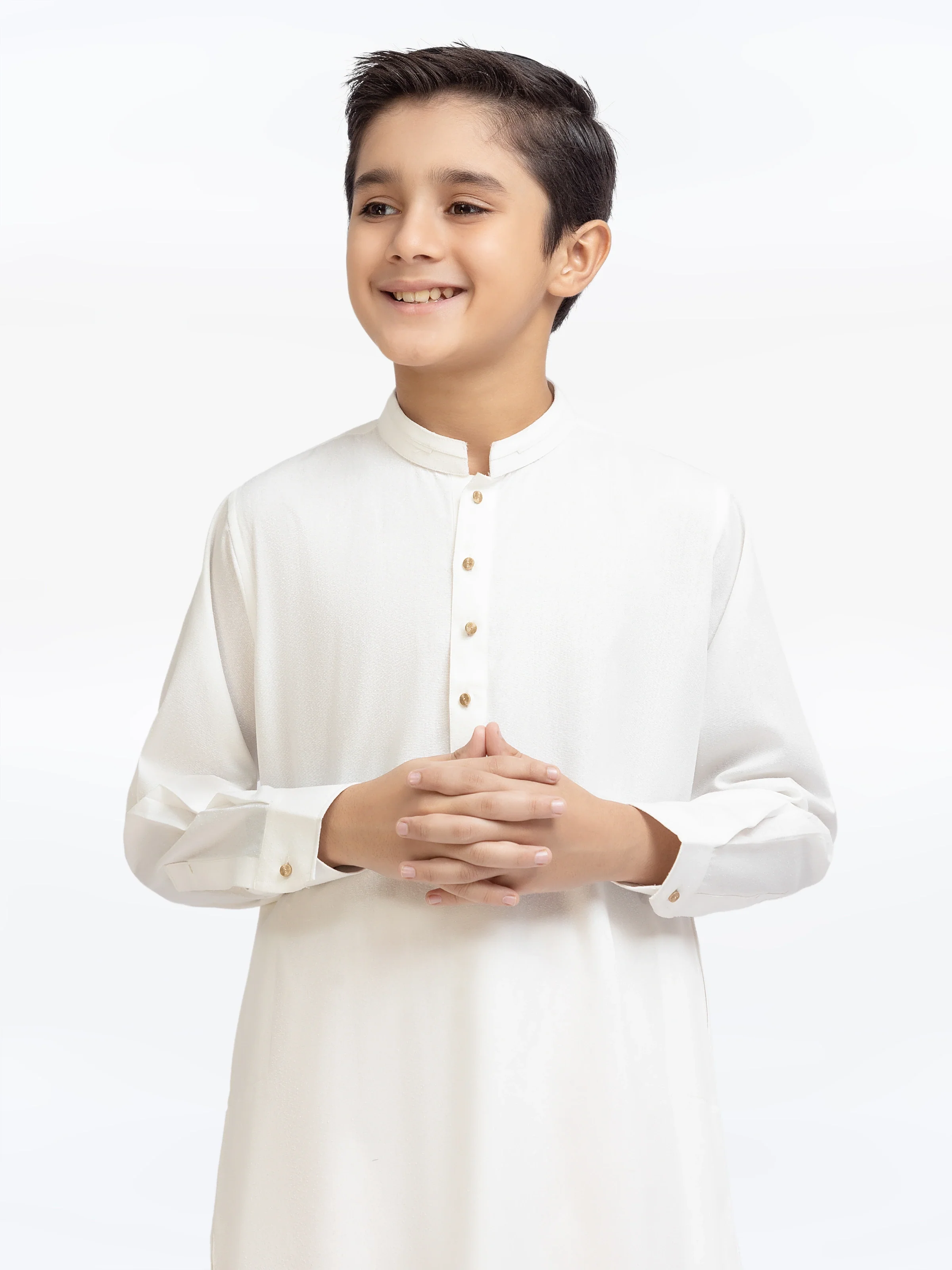Boy's Off White Kurta Shalwar - EBTKS5-4037 - Image 2