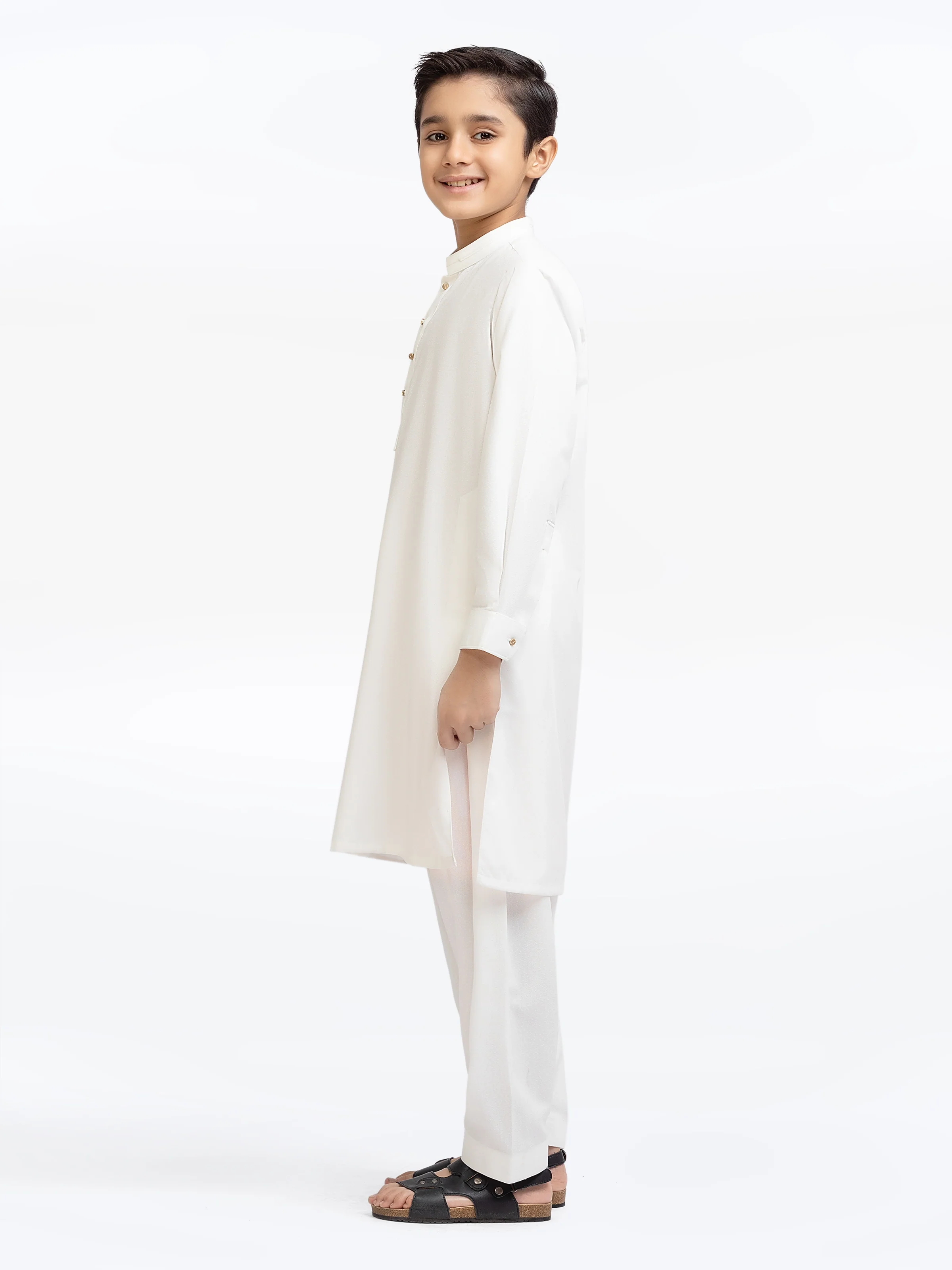 Boy's Off White Kurta Shalwar - EBTKS5-4037 - Image 4