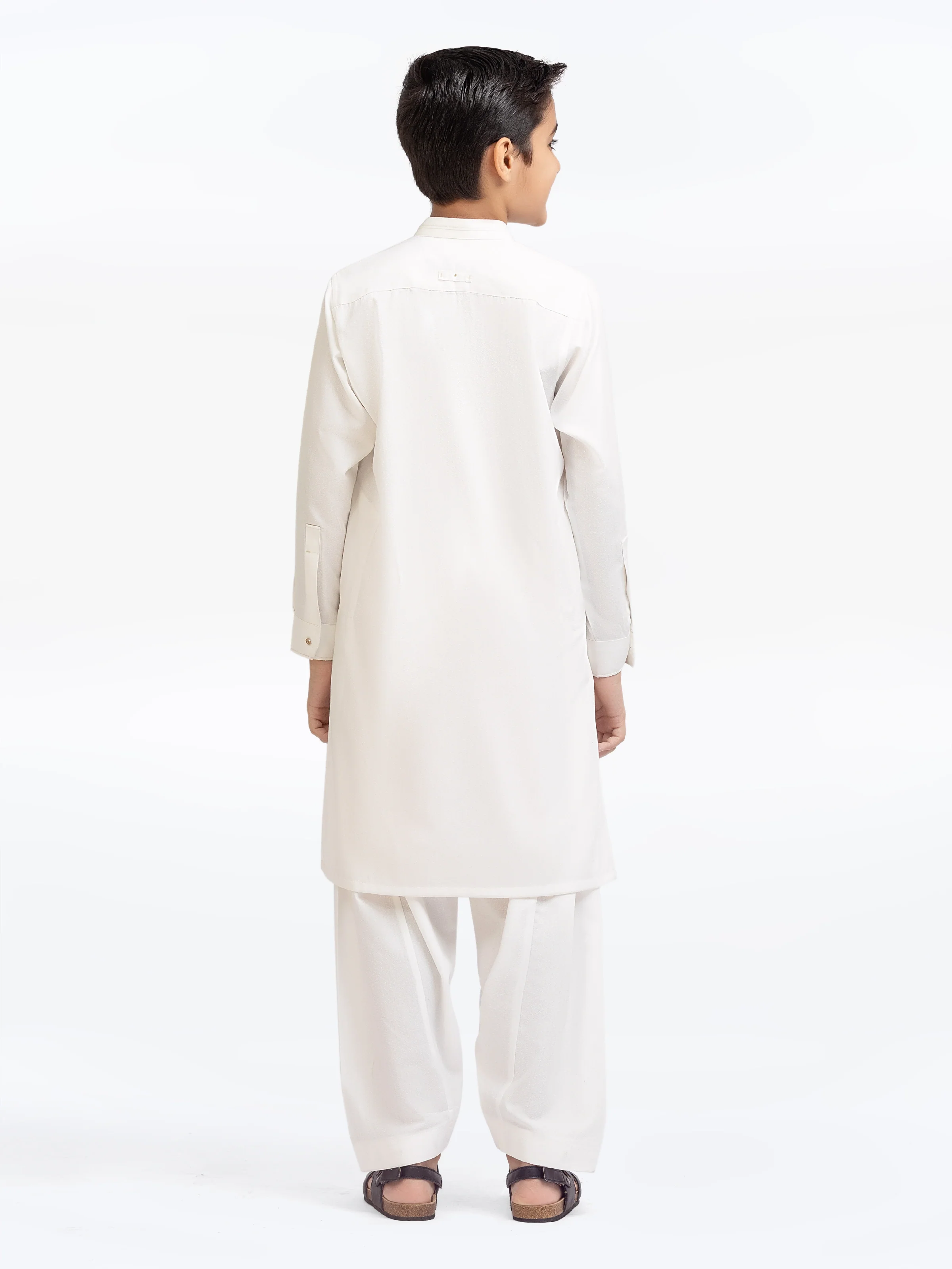 Boy's Off White Kurta Shalwar - EBTKS5-4037 - Image 5