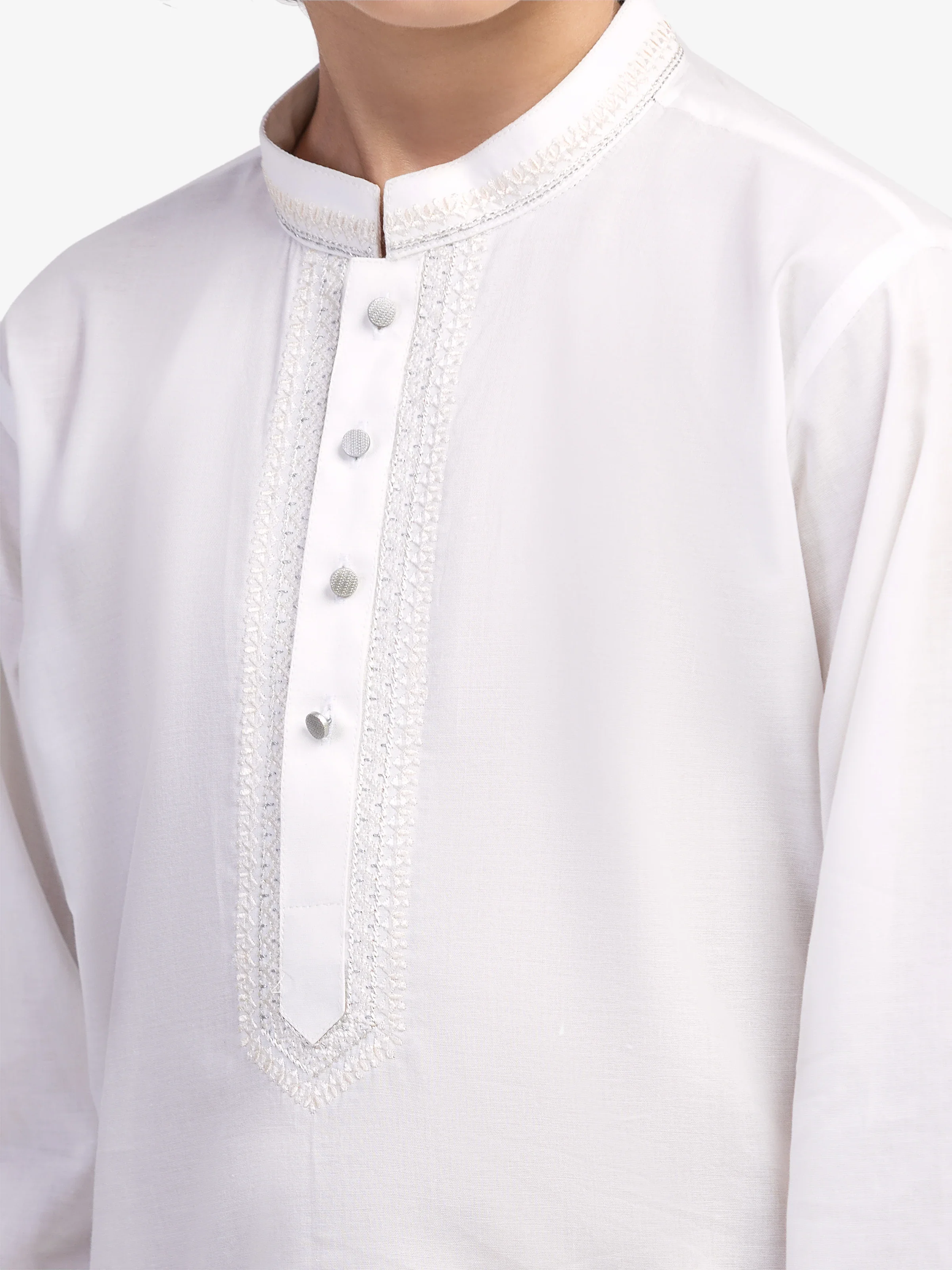 Boy's Off White Kurta Shalwar - EBTKS5-4045 - Image 3