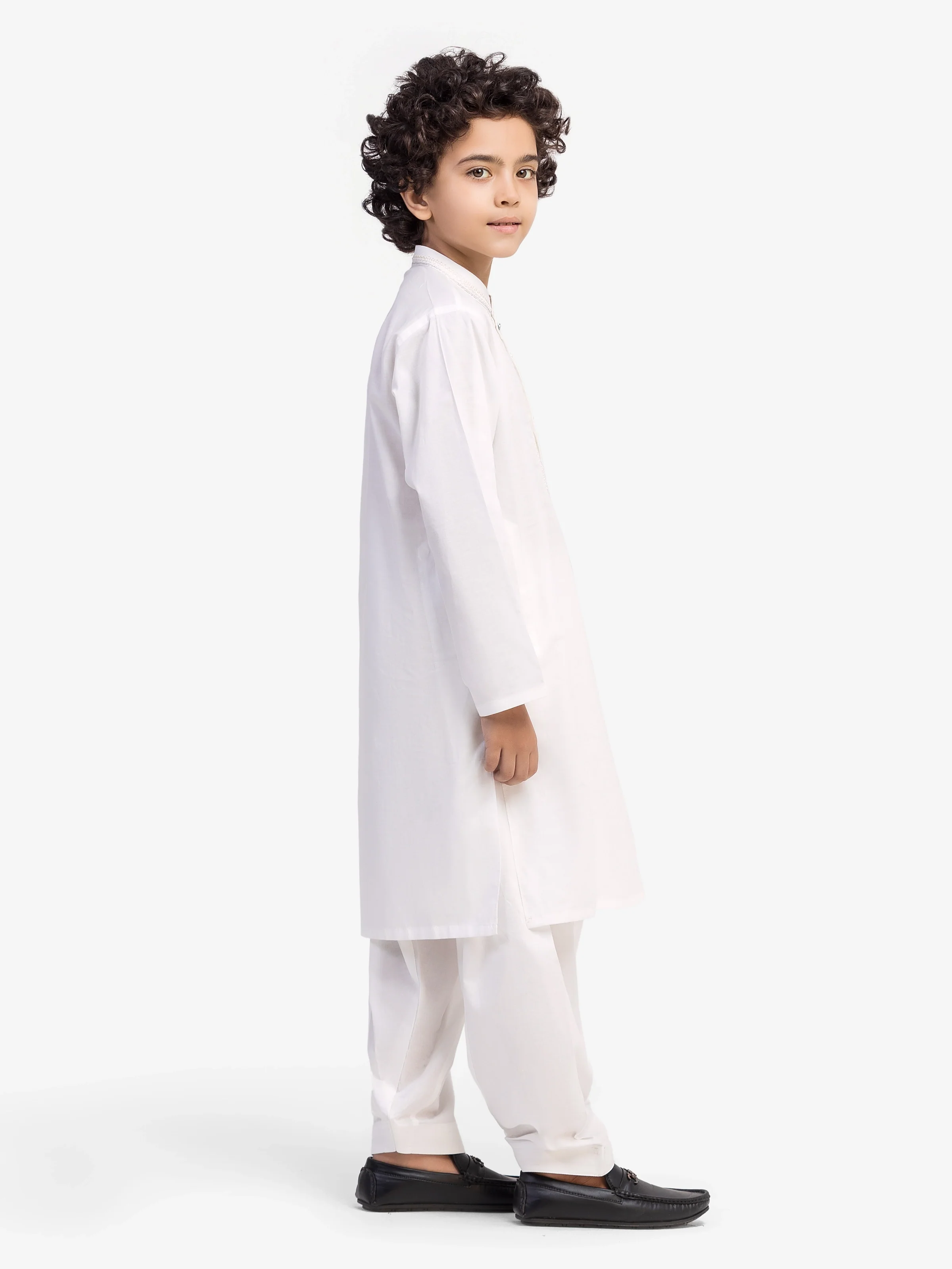 Boy's Off White Kurta Shalwar - EBTKS5-4045 - Image 4