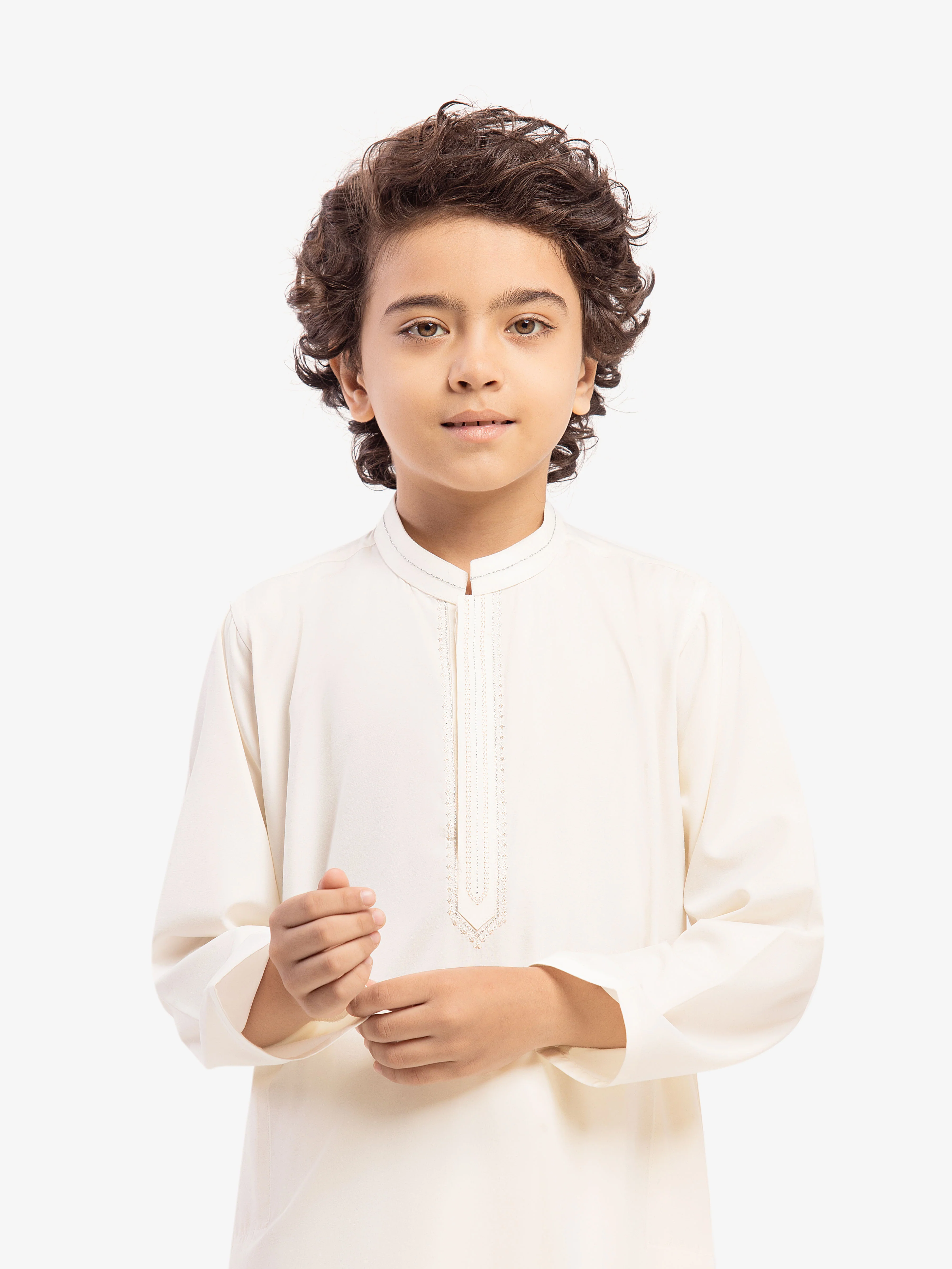 Boy's Off White Kurta Shalwar - EBTKS5-4054 - Image 2