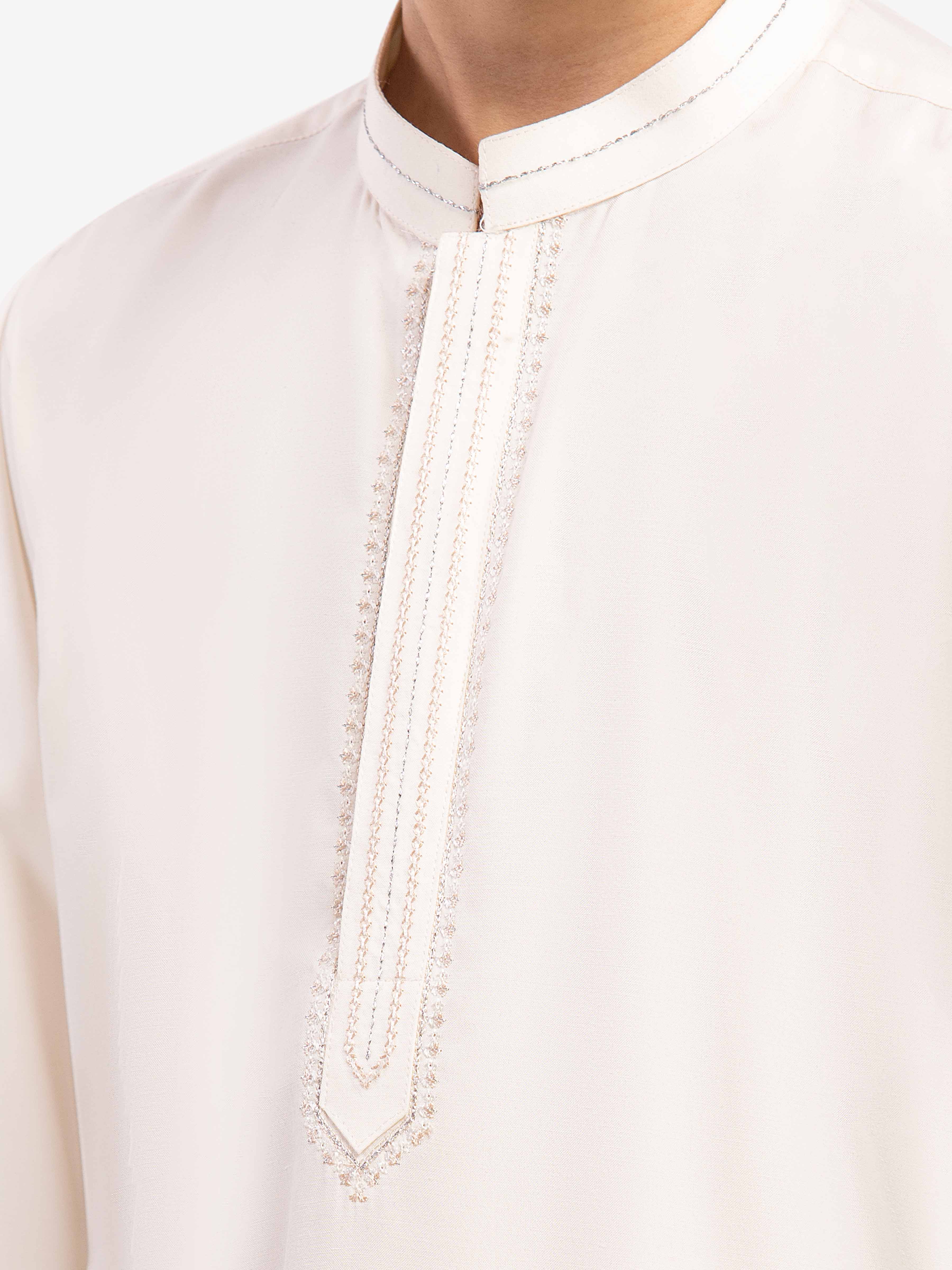 Boy's Off White Kurta Shalwar - EBTKS5-4054 - Image 3