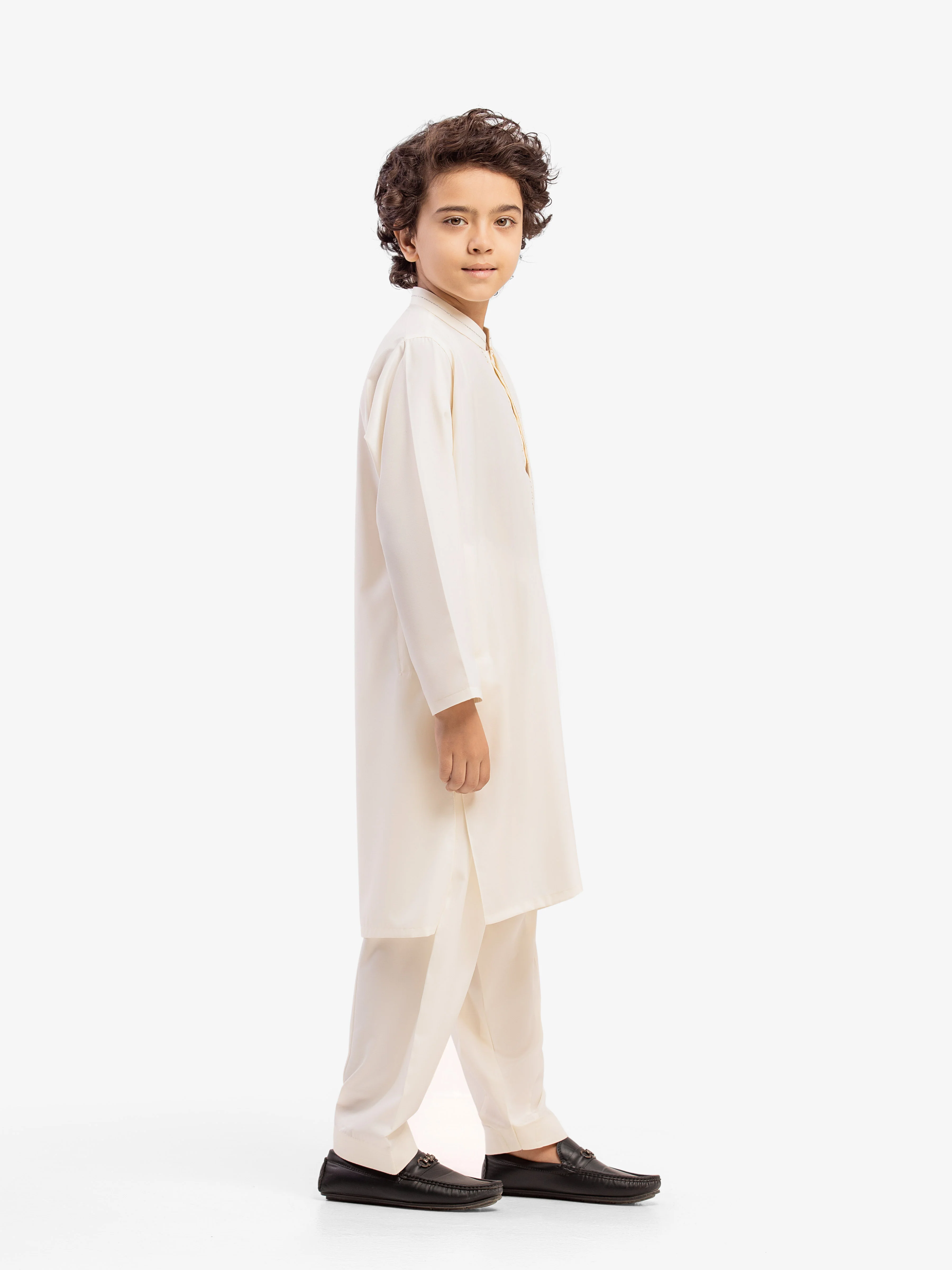 Boy's Off White Kurta Shalwar - EBTKS5-4054 - Image 4