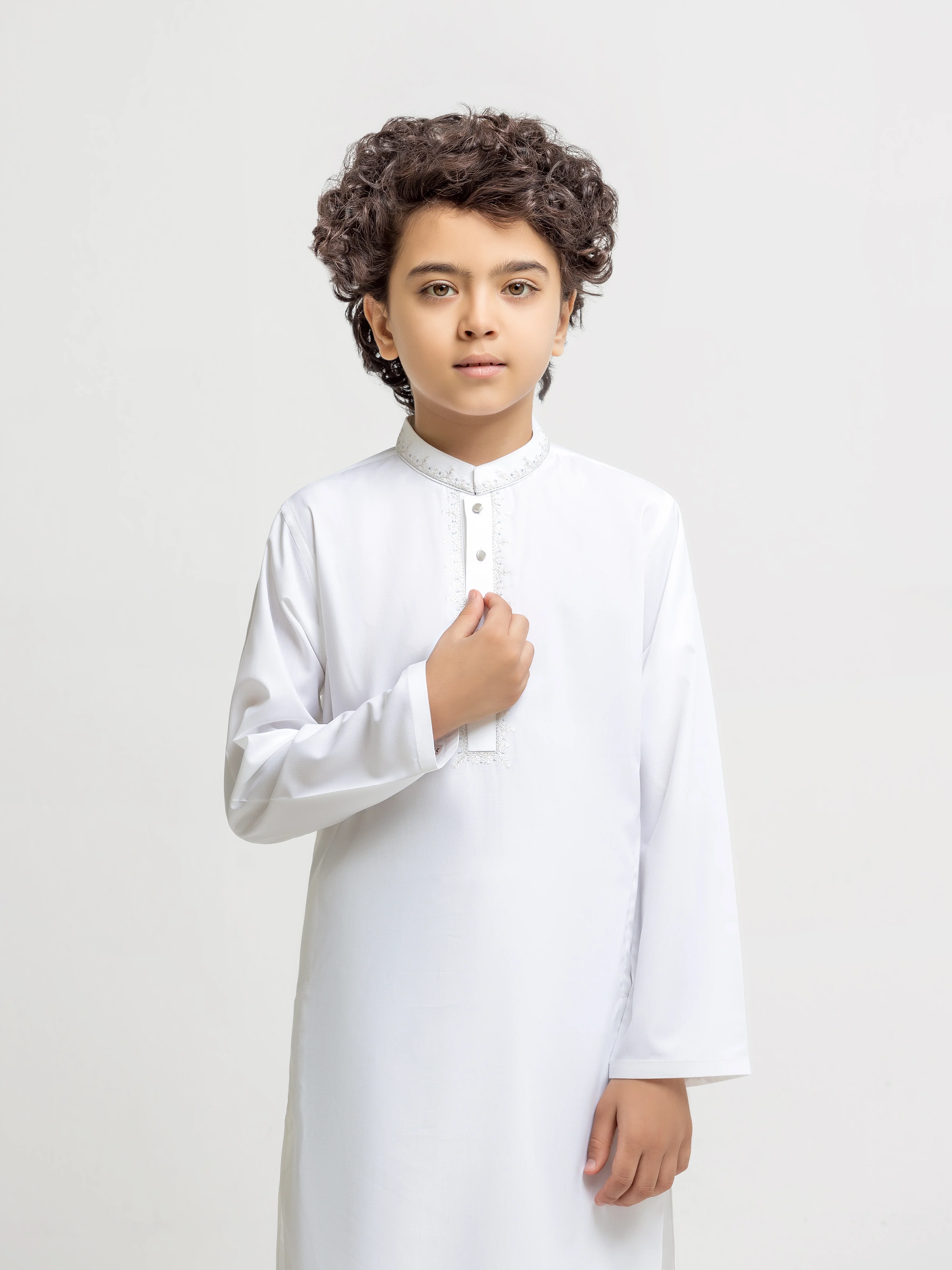 Boy's Off White Kurta Shalwar - EBTKS5-4069 - Image 2