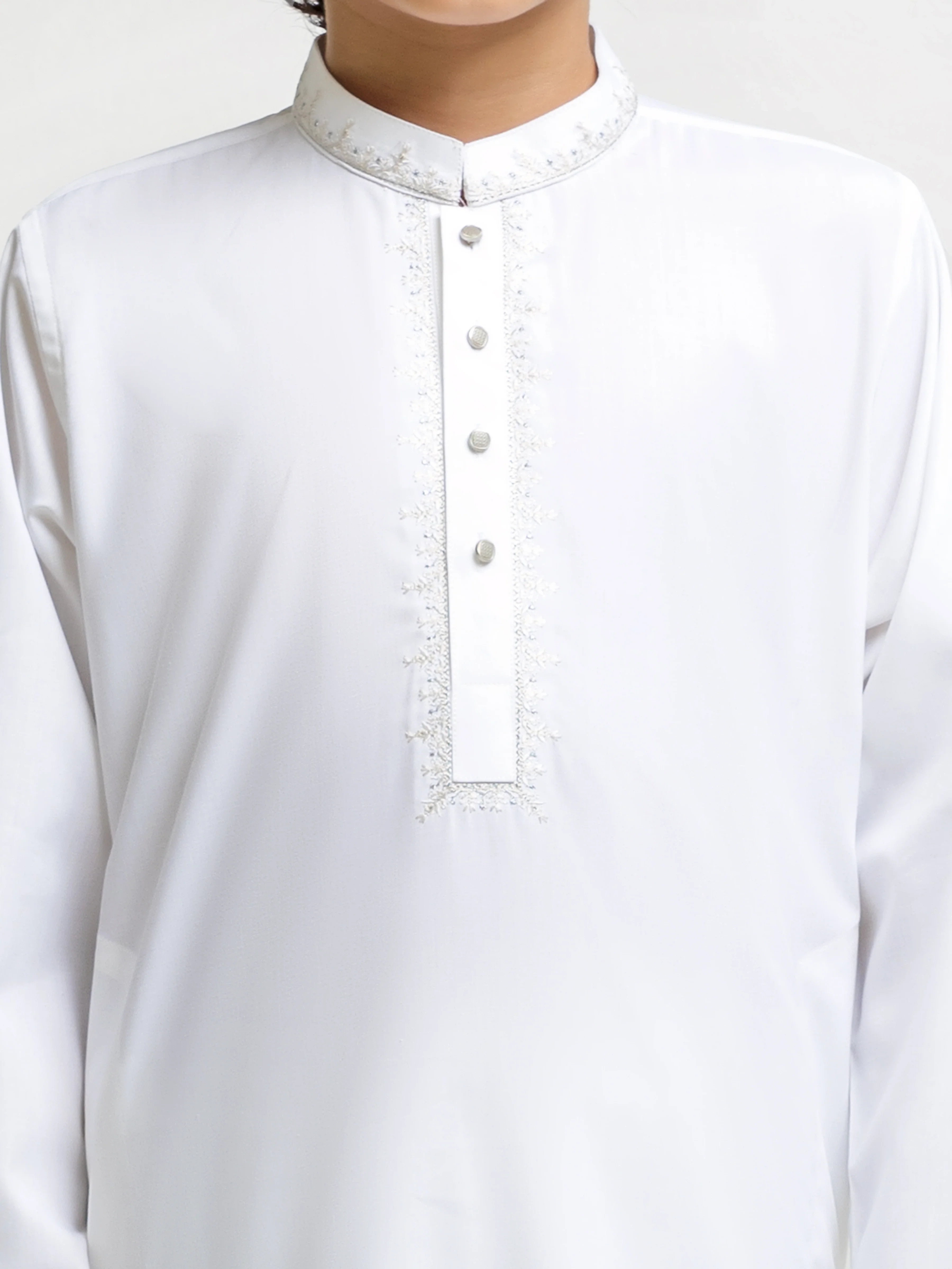 Boy's Off White Kurta Shalwar - EBTKS5-4069 - Image 3