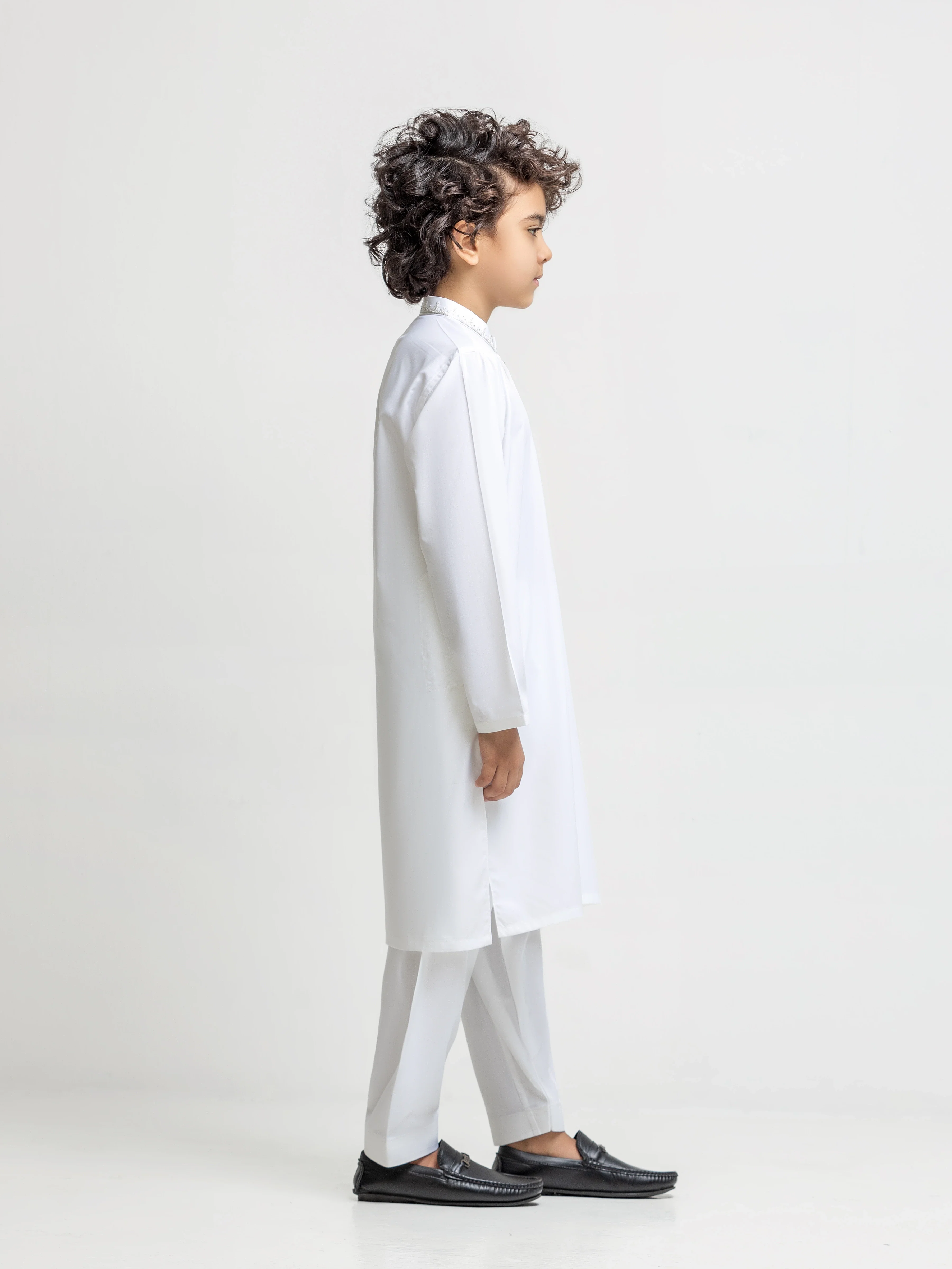 Boy's Off White Kurta Shalwar - EBTKS5-4069 - Image 5