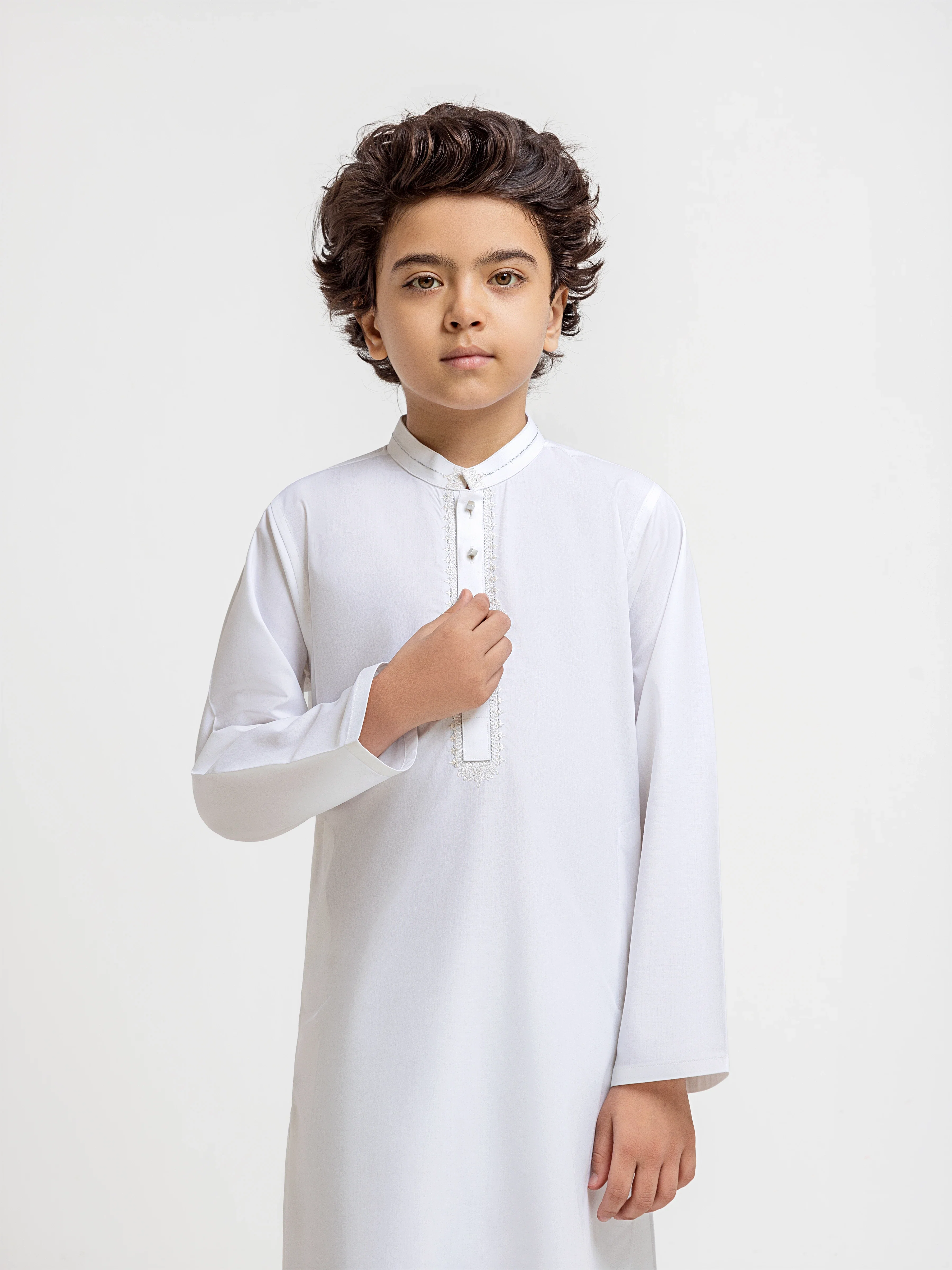 Boy's Off White Kurta Shalwar - EBTKS5-4077 - Image 2