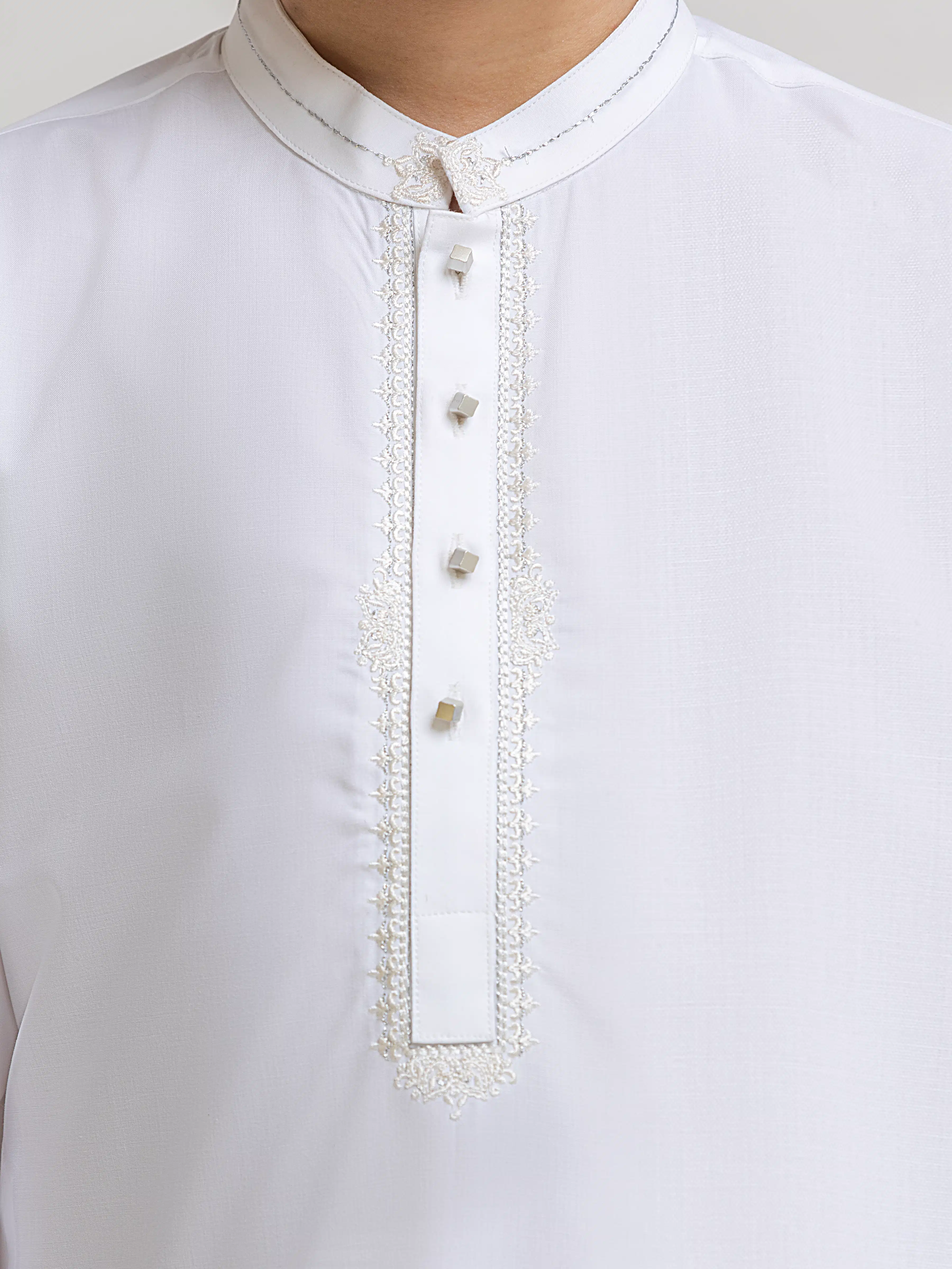 Boy's Off White Kurta Shalwar - EBTKS5-4077 - Image 3