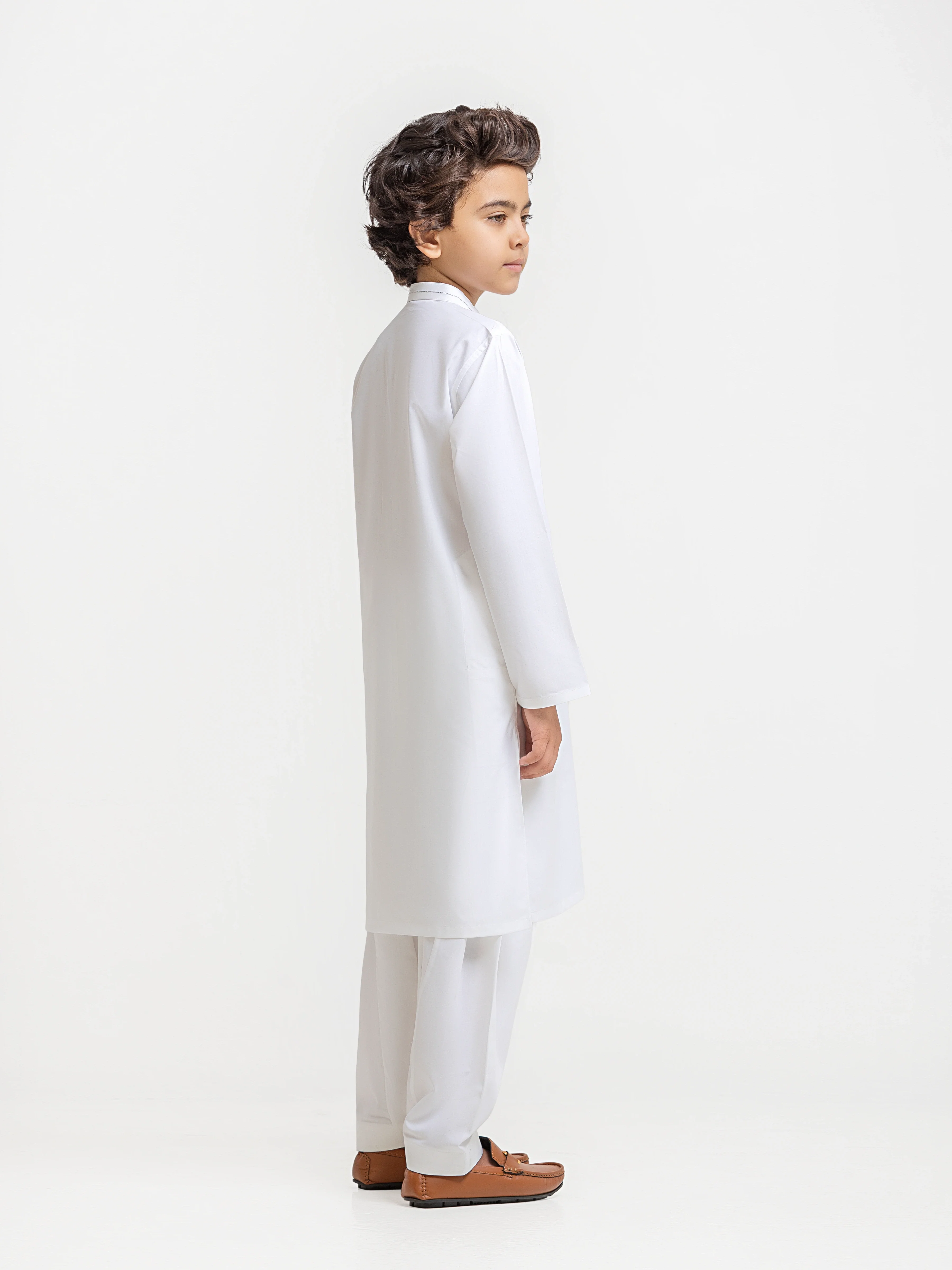 Boy's Off White Kurta Shalwar - EBTKS5-4077 - Image 4