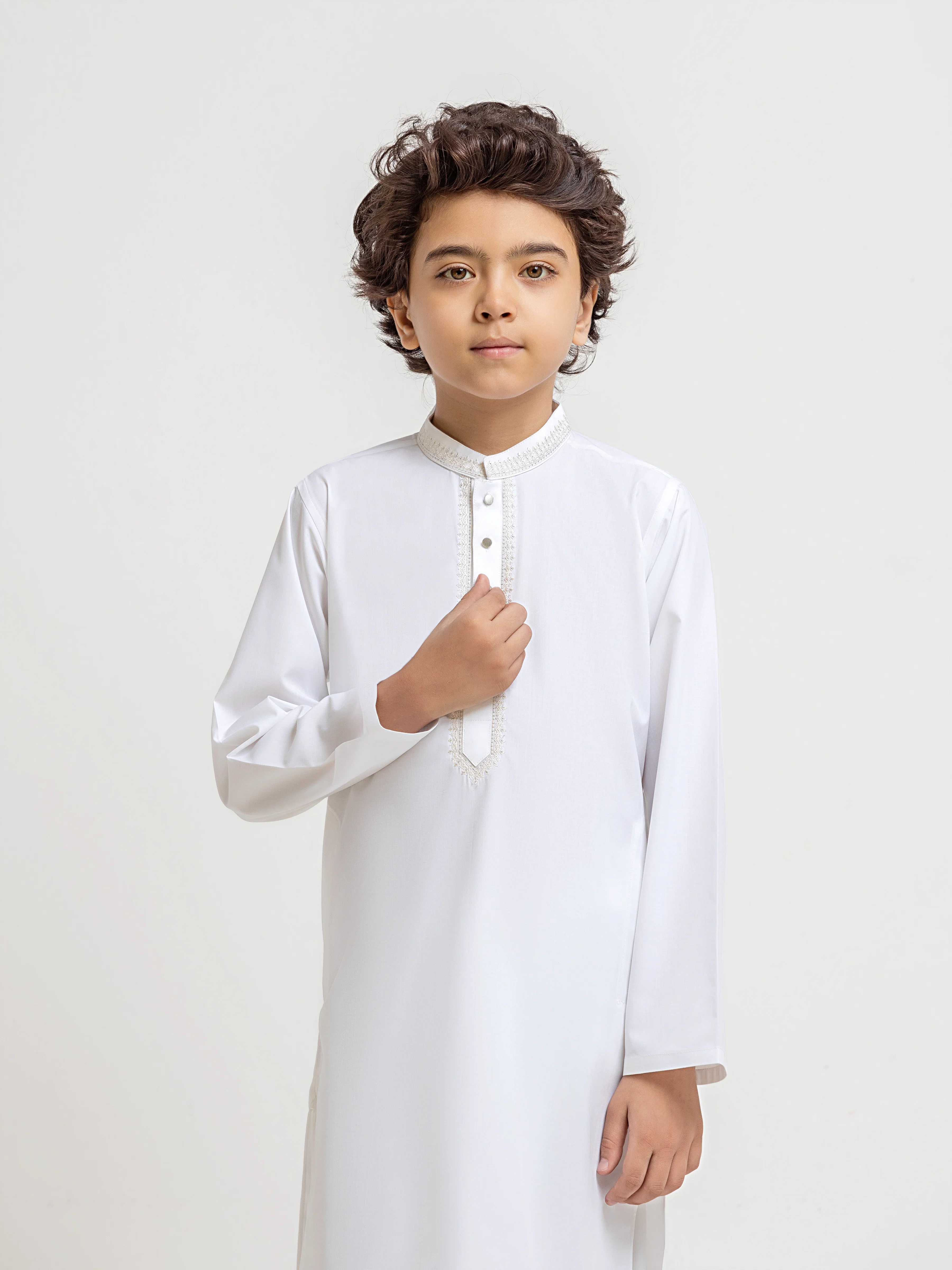 Boy's Off White Kurta Shalwar - EBTKS5-4080 - Image 2