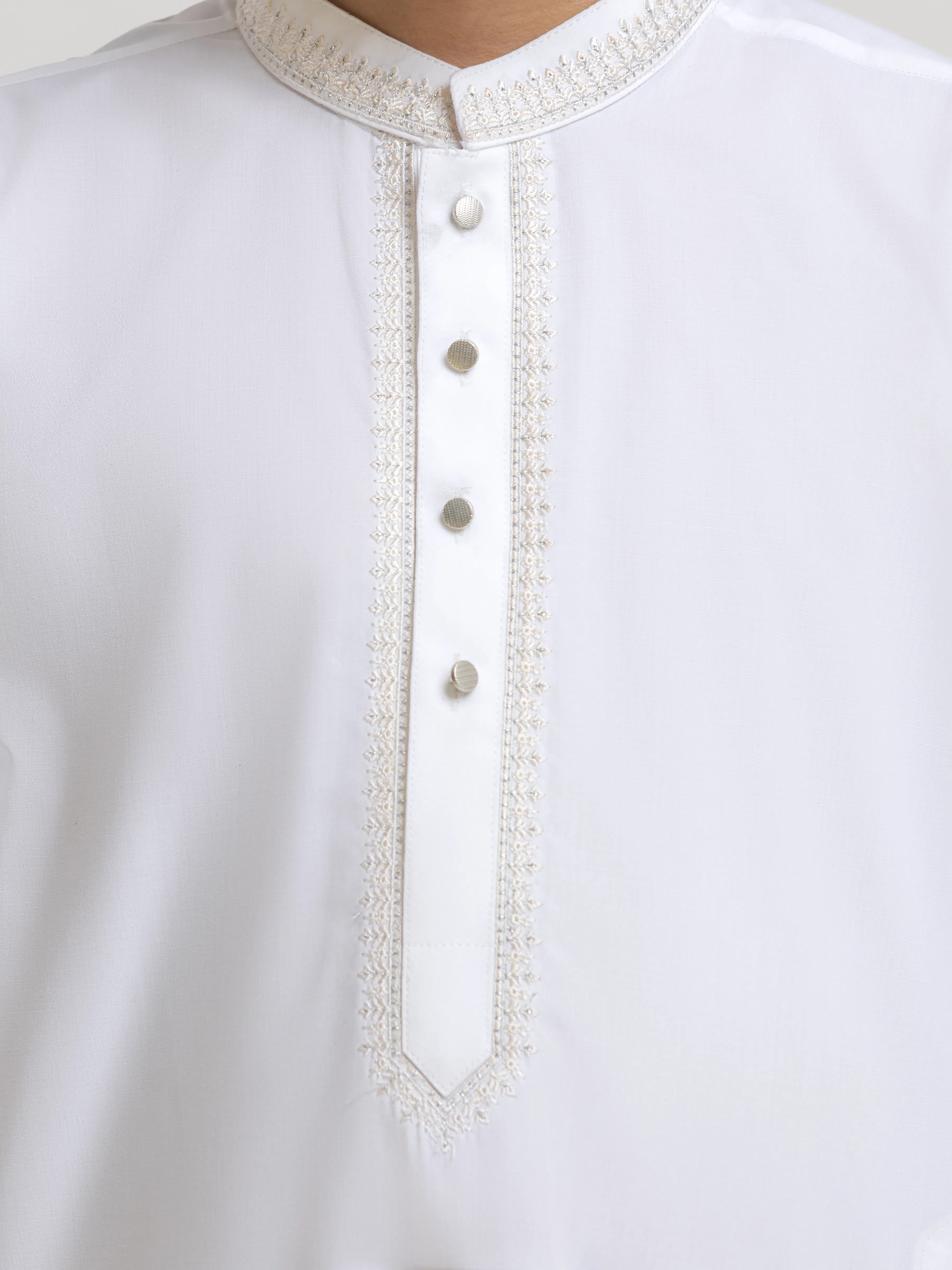 Boy's Off White Kurta Shalwar - EBTKS5-4080 - Image 3