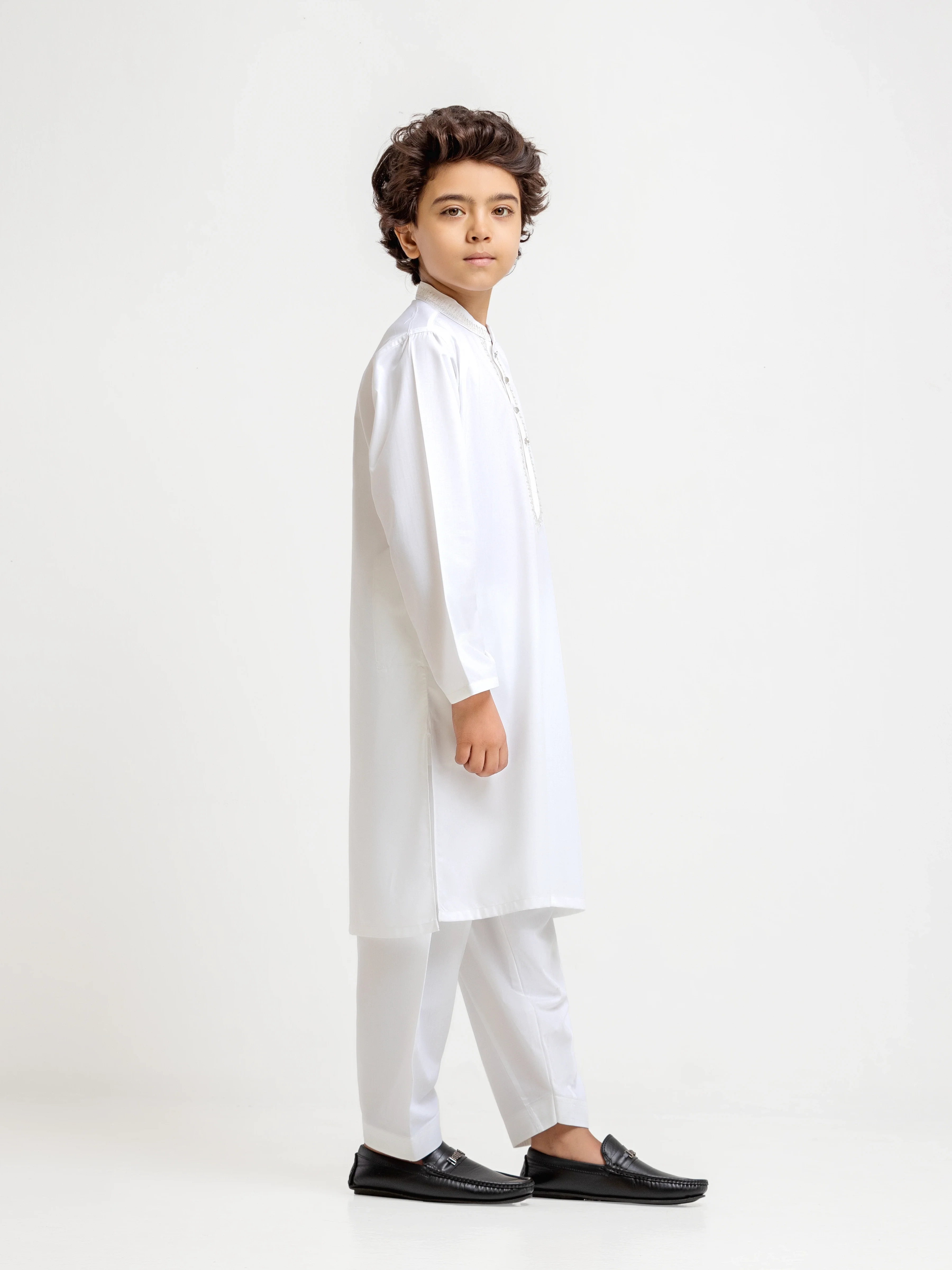 Boy's Off White Kurta Shalwar - EBTKS5-4080 - Image 5
