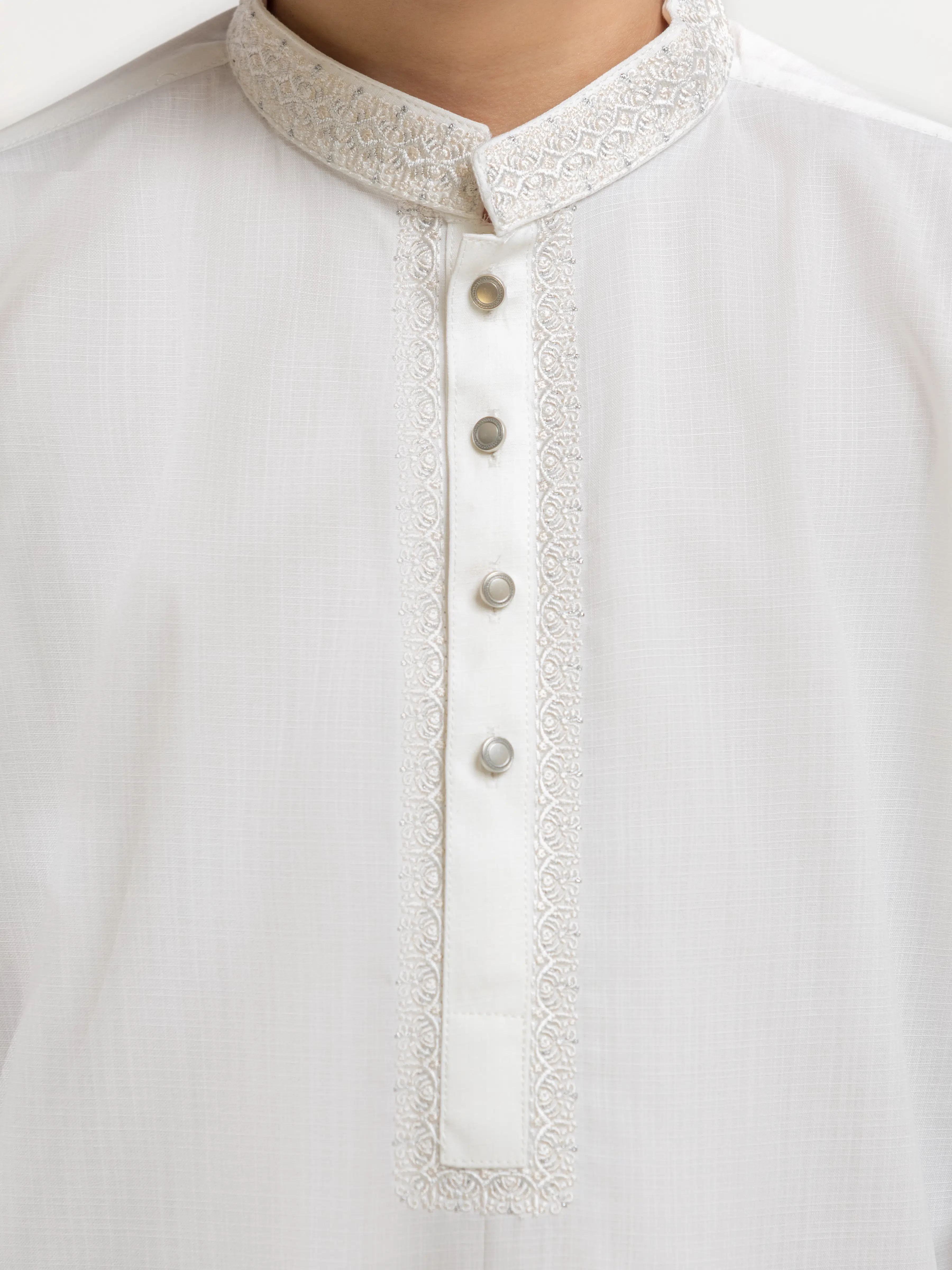 Boy's Off White Kurta Shalwar - EBTKS5-4081 - Image 3