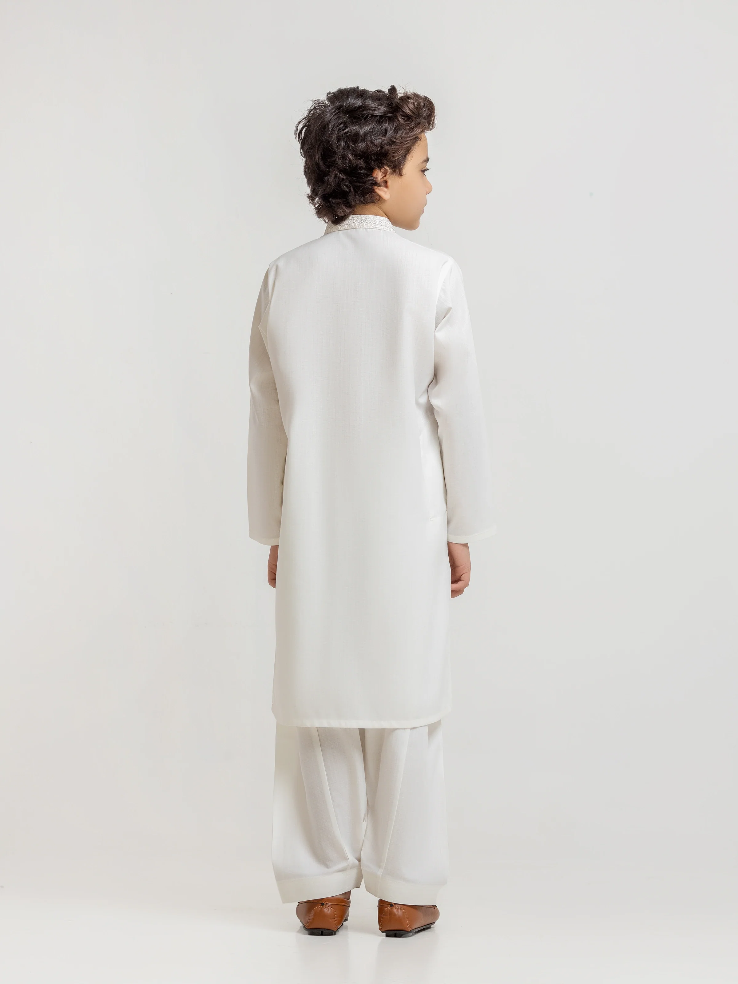 Boy's Off White Kurta Shalwar - EBTKS5-4081 - Image 5
