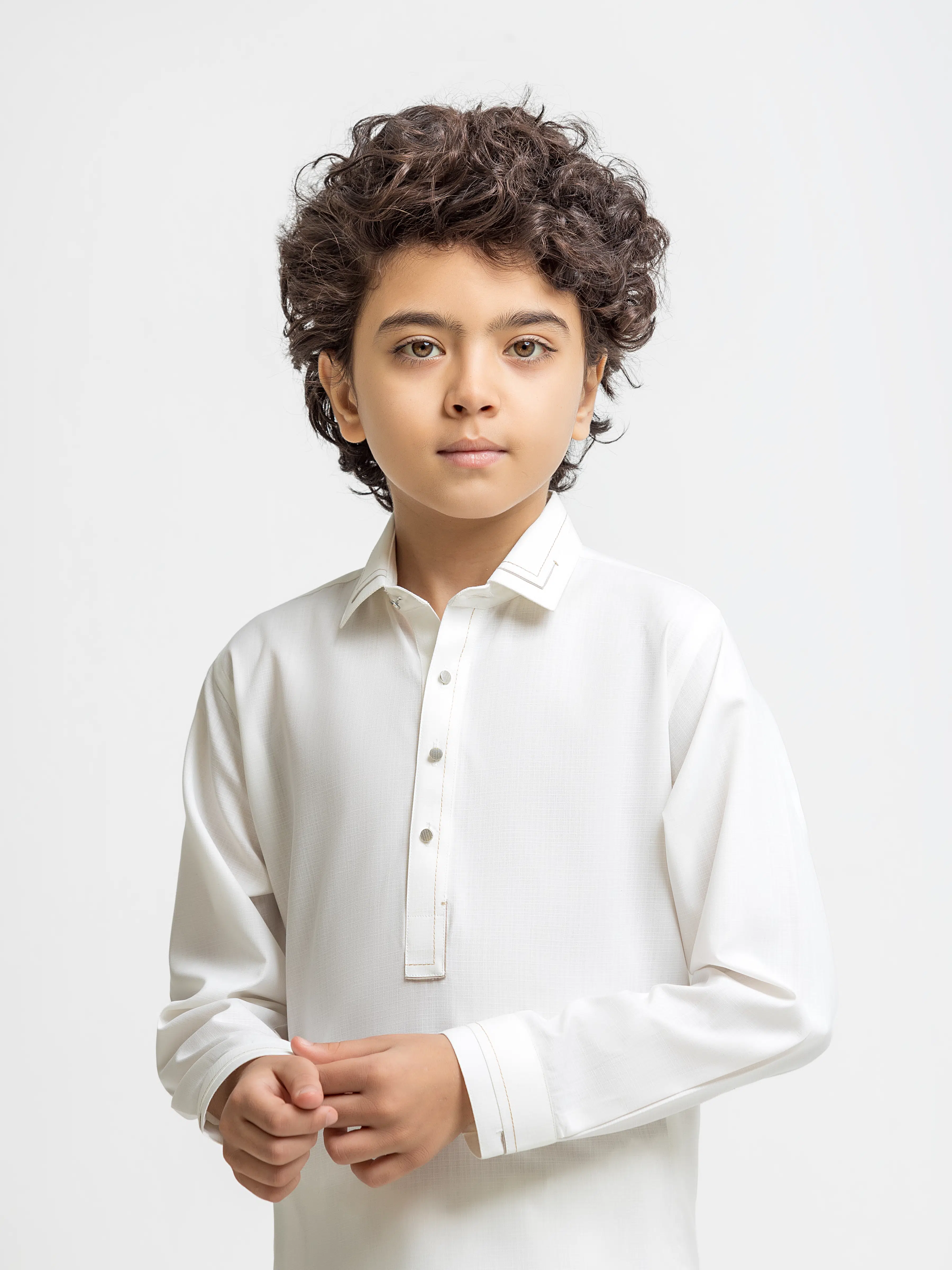 Boy's Off White Kurta Shalwar - EBTKS6-4084 - Image 2