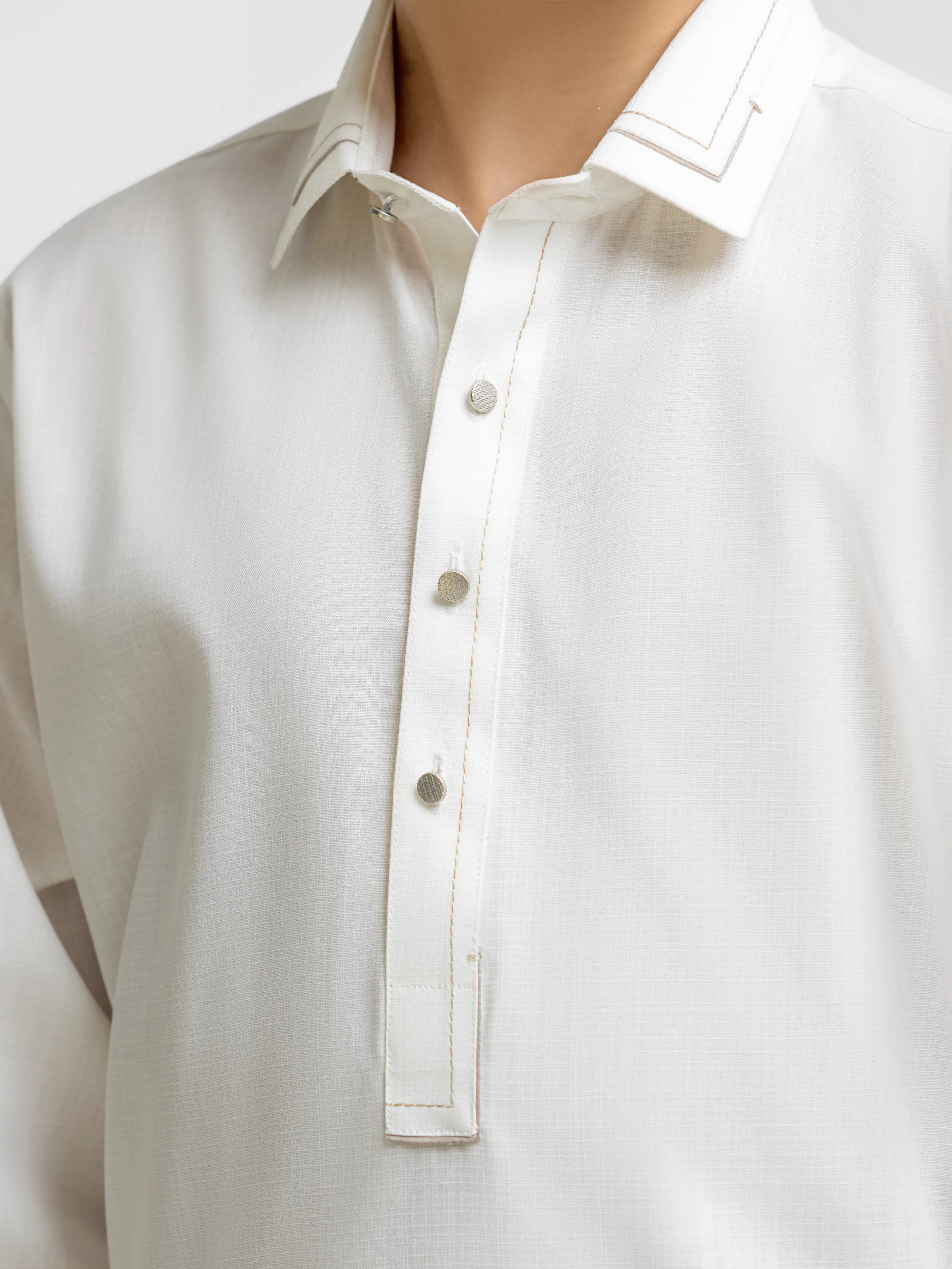 Boy's Off White Kurta Shalwar - EBTKS6-4084 - Image 3