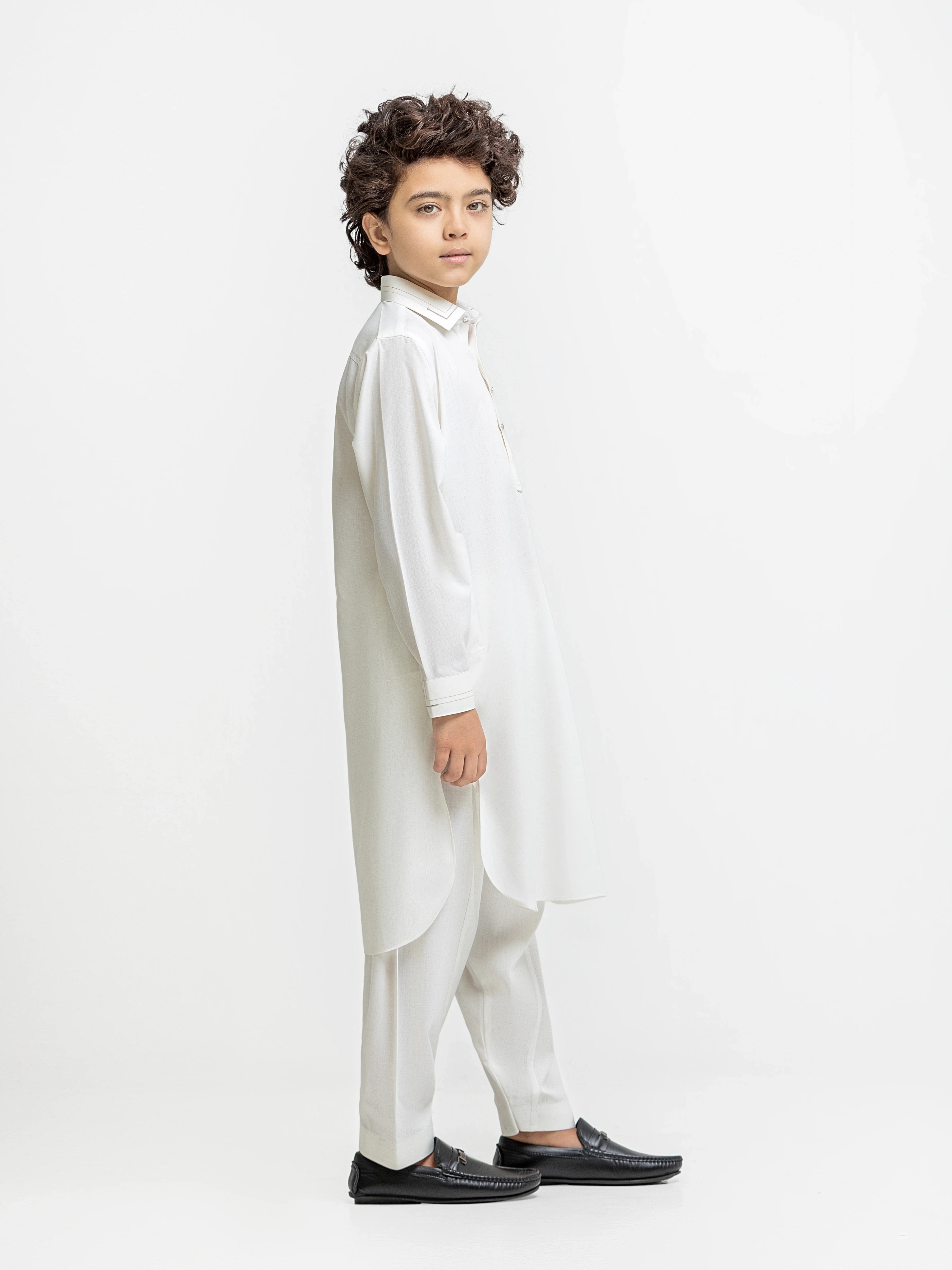 Boy's Off White Kurta Shalwar - EBTKS6-4084 - Image 4