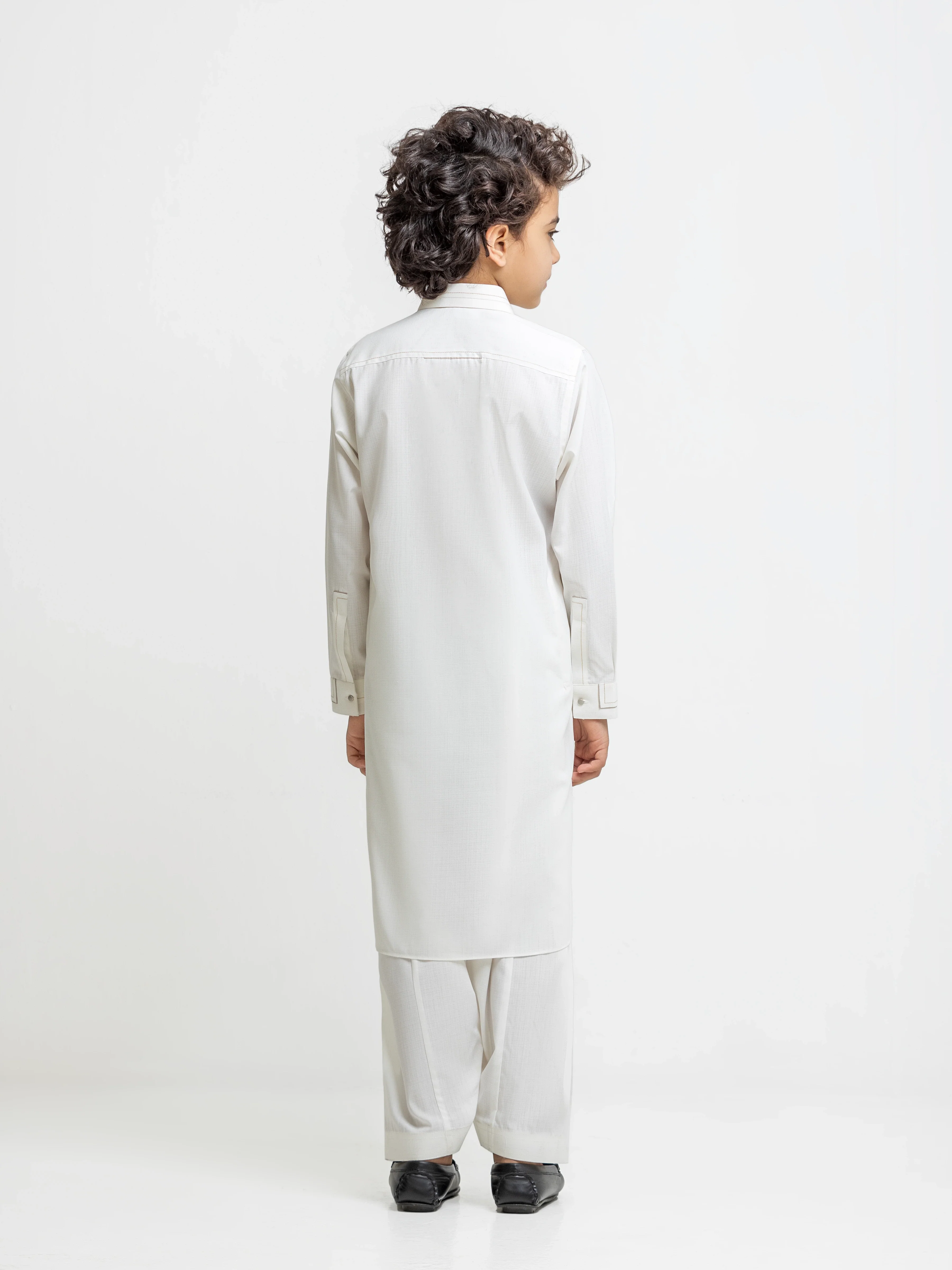 Boy's Off White Kurta Shalwar - EBTKS6-4084 - Image 5