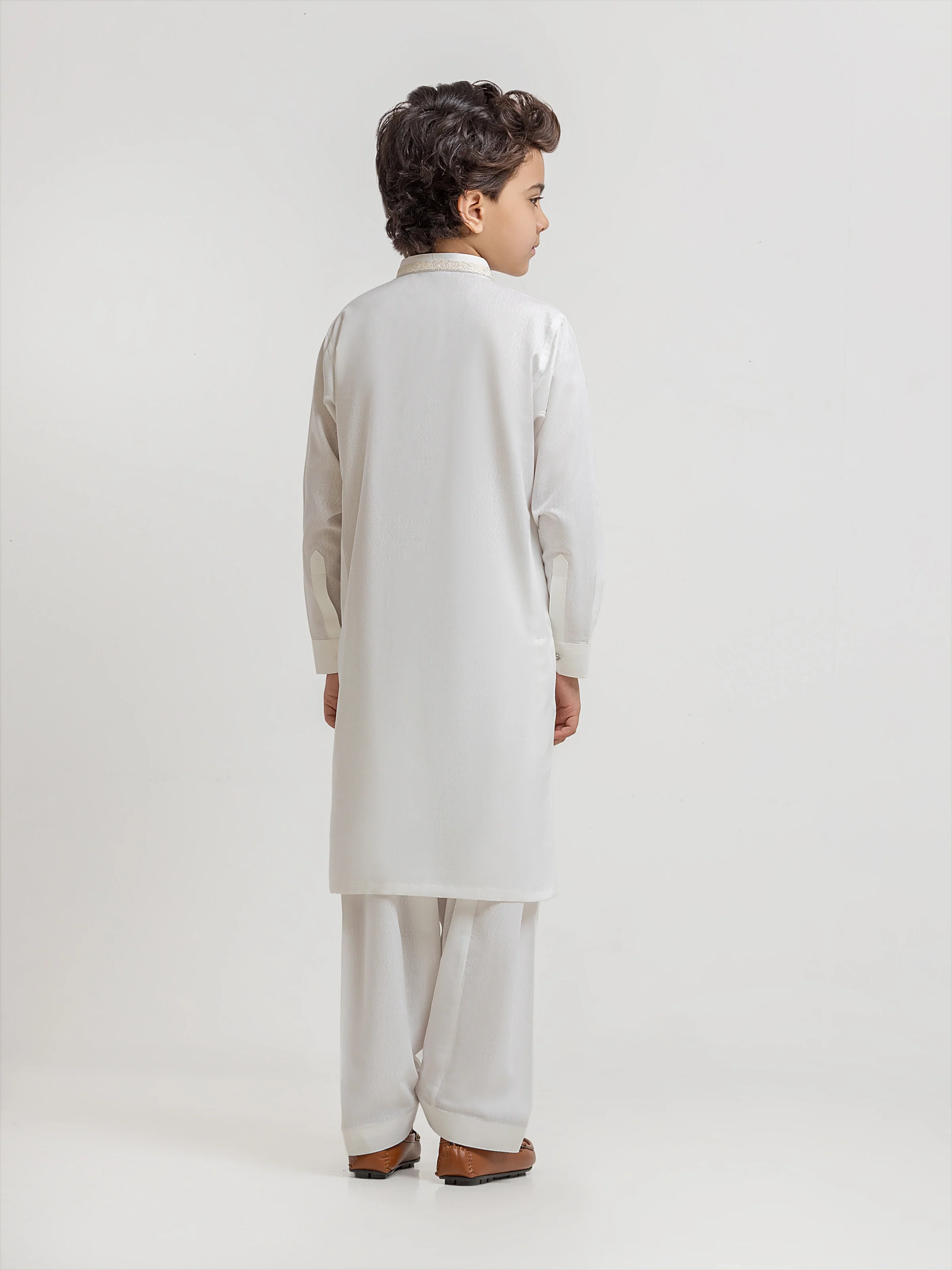 Boy's Off White Kurta Shalwar - EBTKS6-4085 - Image 5