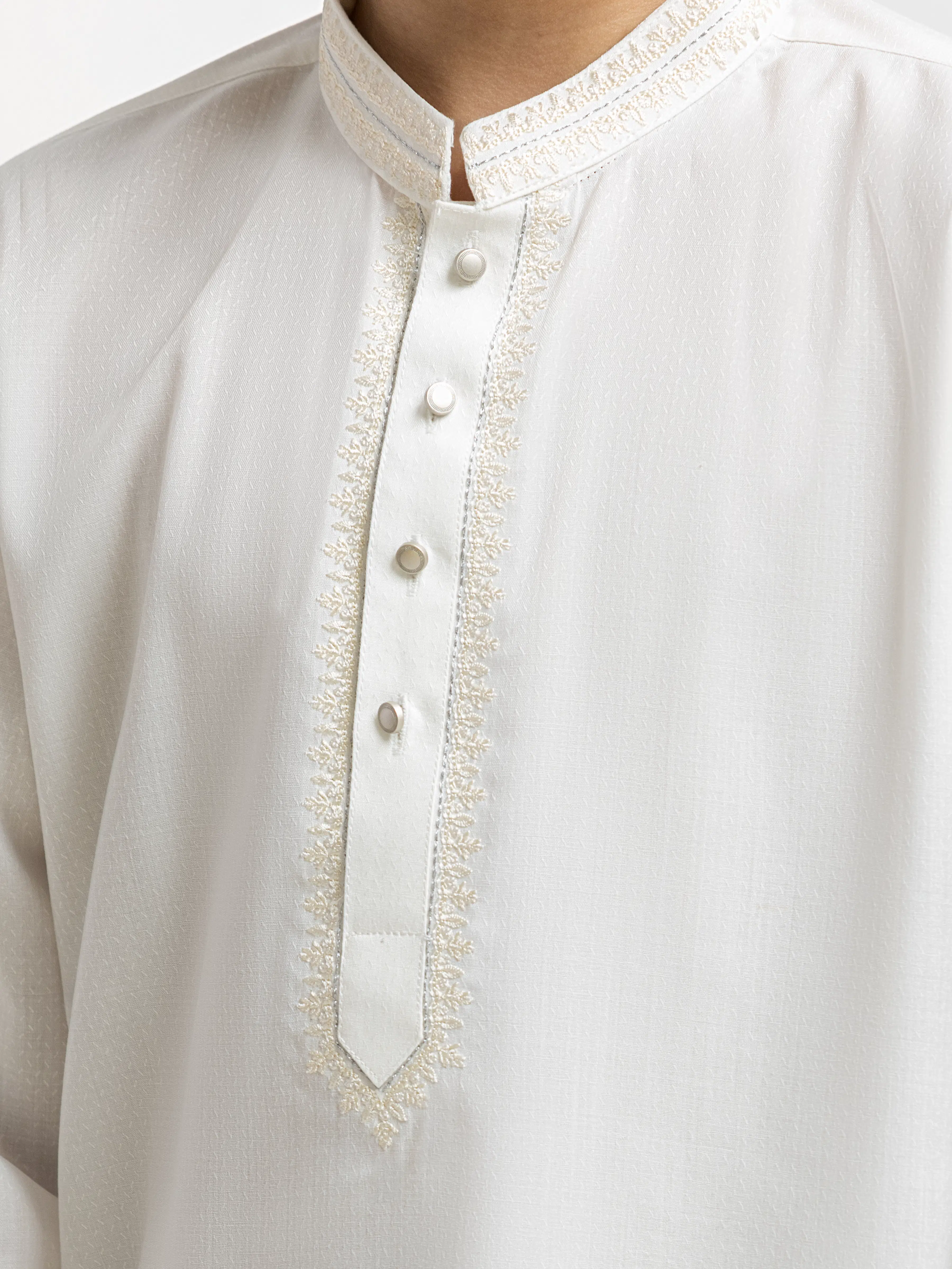 Boy's Off White Kurta Shalwar - EBTKS6-4089 - Image 3