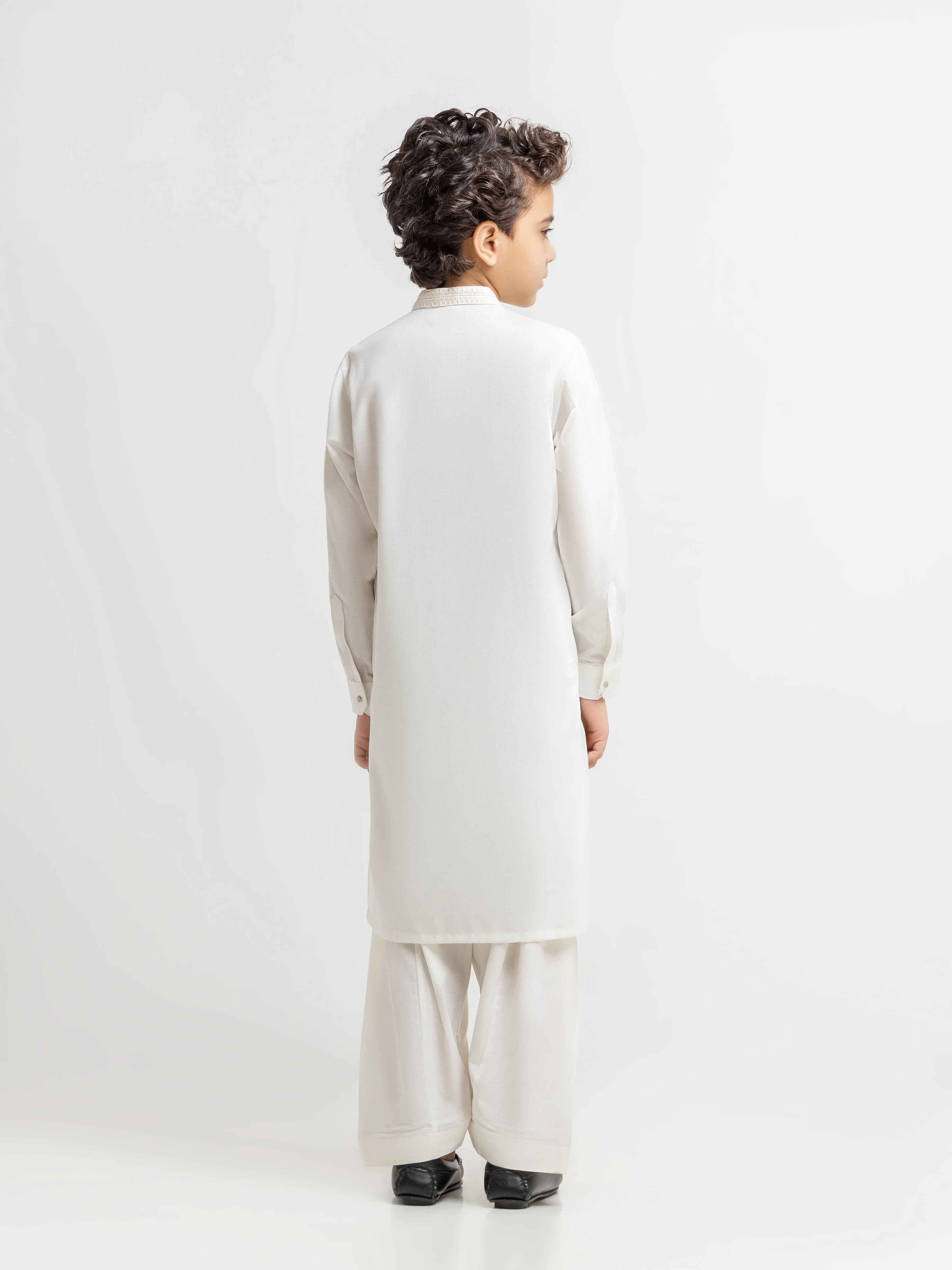 Boy's Off White Kurta Shalwar - EBTKS6-4089 - Image 5
