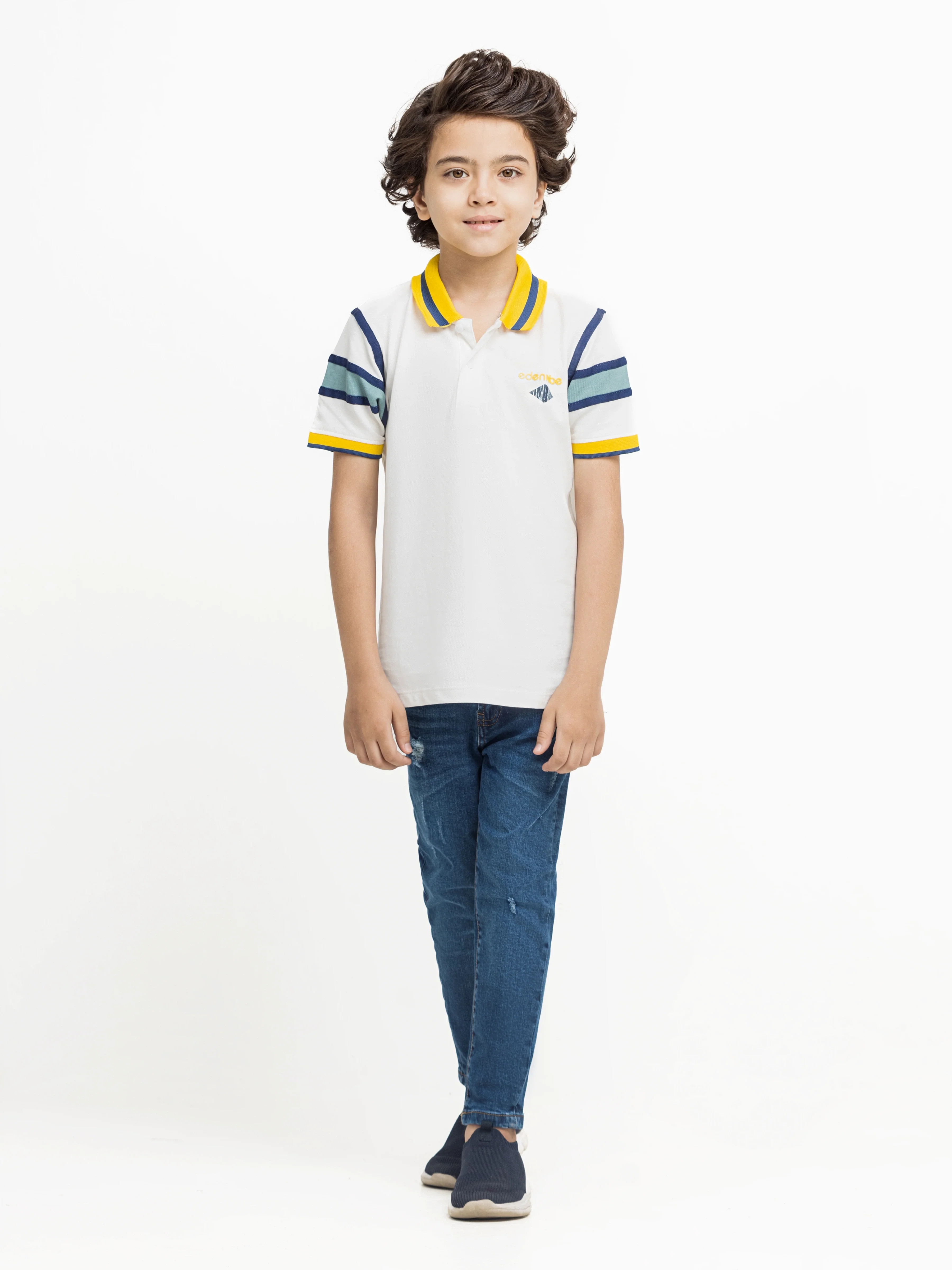 Boy's Off White Polo Shirt - EBTPS5-010 - Image 2