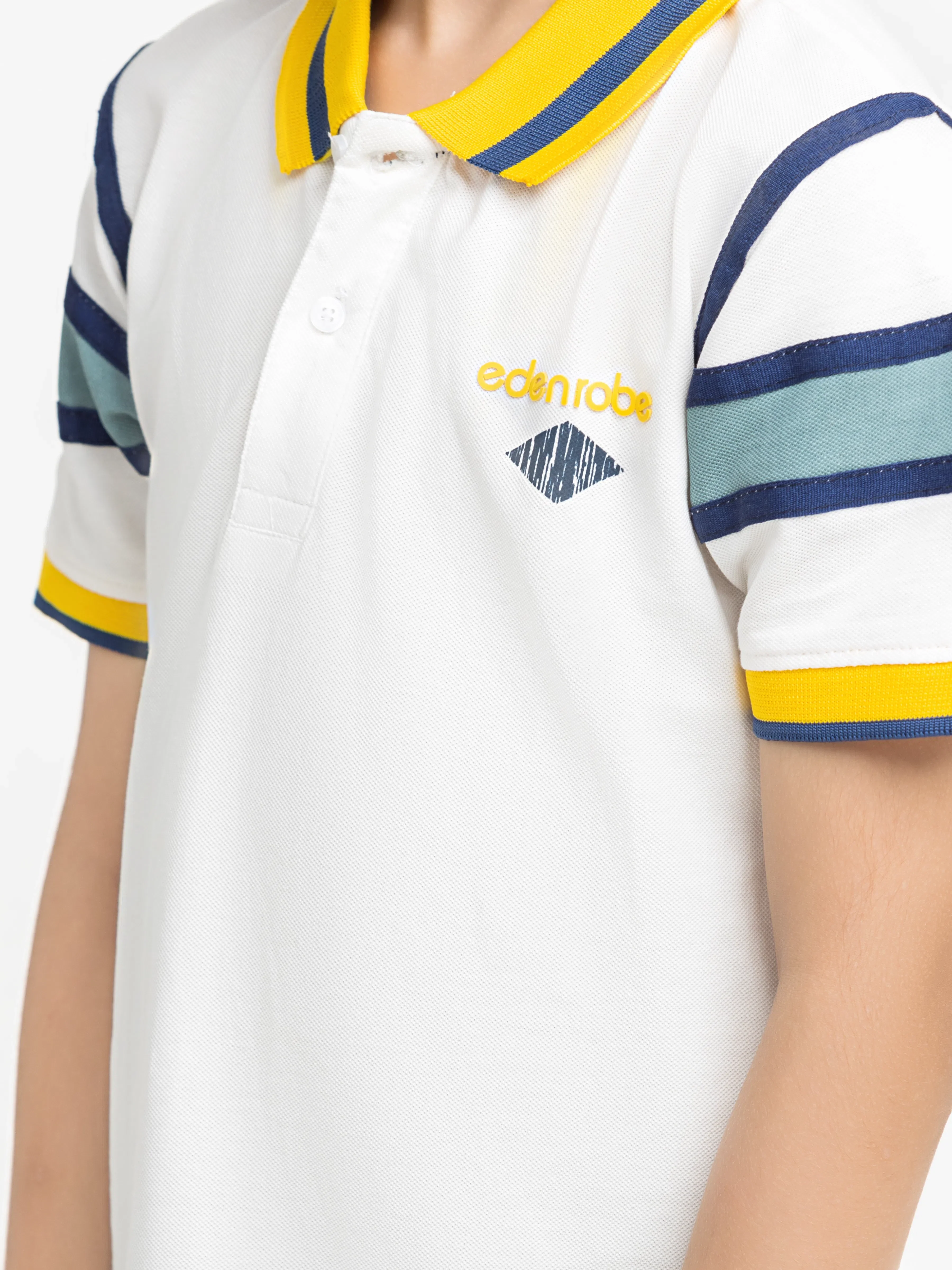 Boy's Off White Polo Shirt - EBTPS5-010 - Image 3